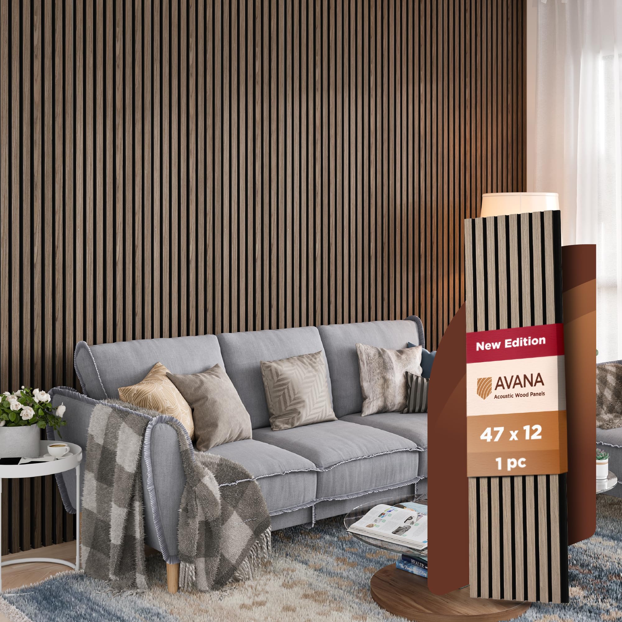 Avana Modern Acoustic Wood Wall Panels   47.2 X 12.6 Inch Walnut Acoustic Panels 1 Pc   Wall Panels For Interior Wall Decor For
