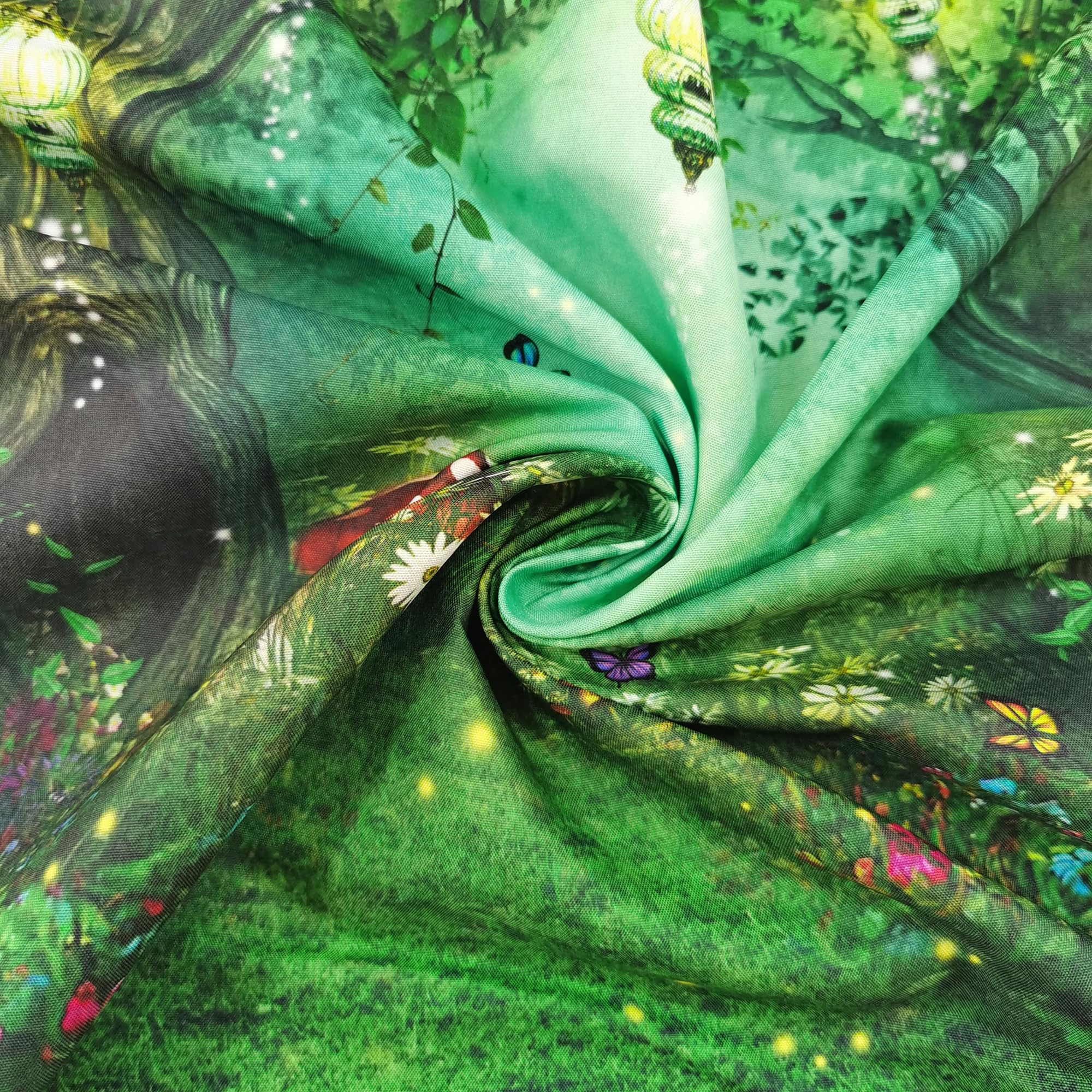 Riyidecor Enchanted Fairy Photography Backdrops Wonderland Garden Backdrop Tale Green Woodland Birthday 5Wx7H Feet Fairy Backdro