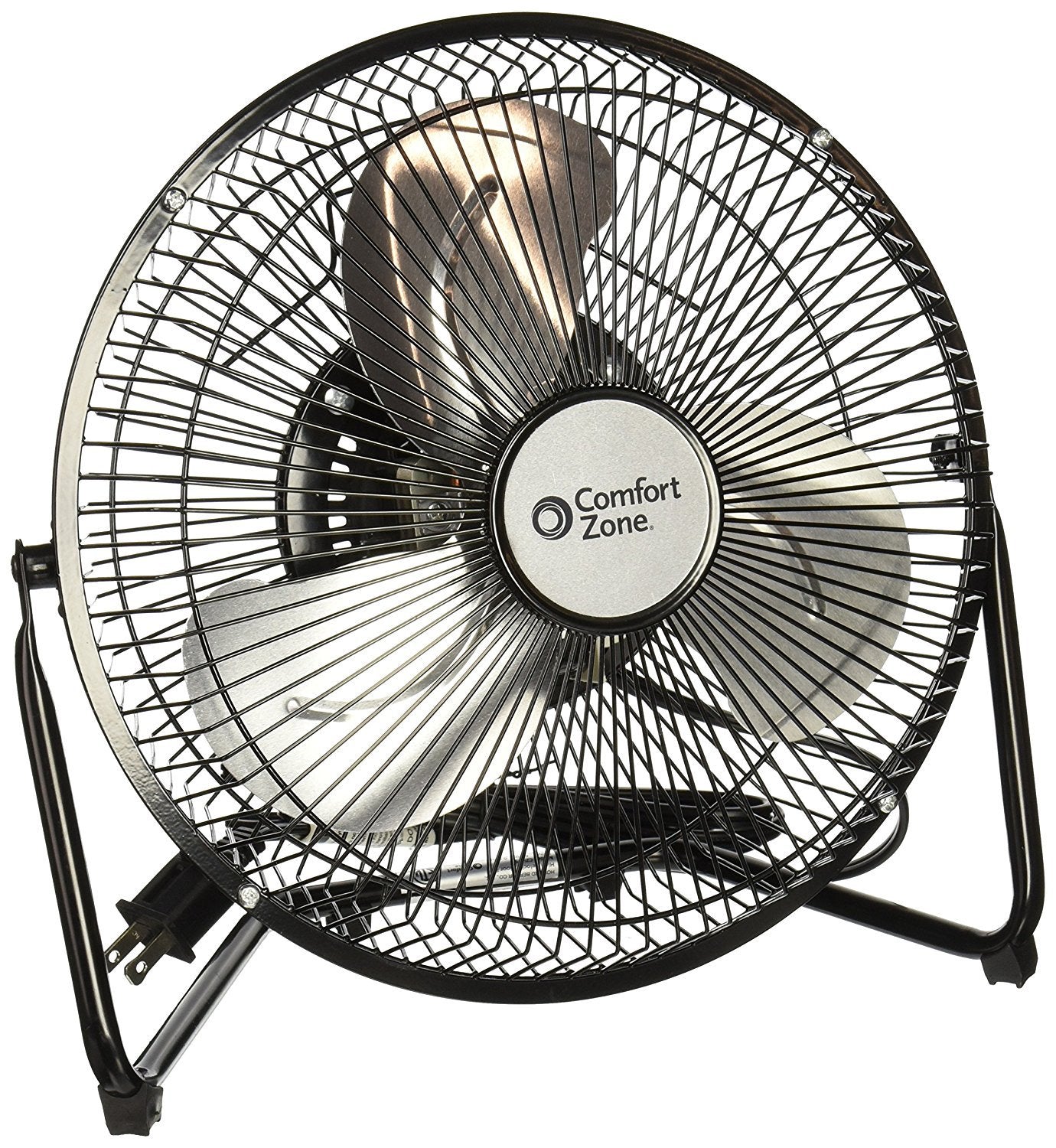 Comfort Zone Czhv9B 9       3 Speed Cradle Floor Fan, 180 Degree Adjustable Tilt, All Metal Construction, Convenient Carry Handl