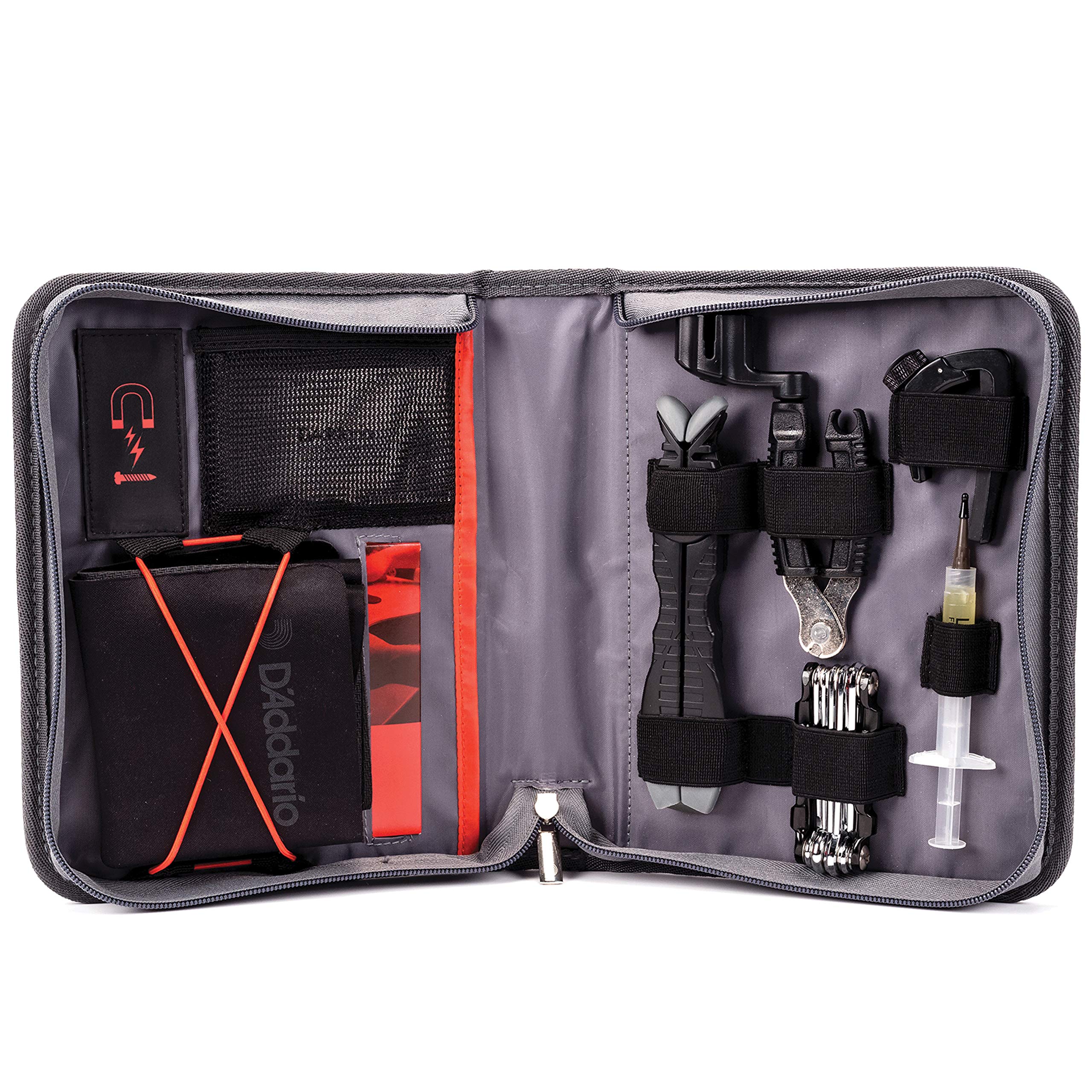 D'Addario Accessories Guitar Maintenance Kit   Guitar Tool Kit   Guitar Setup Kit   Perfect Kit For Guitar Tech, Black