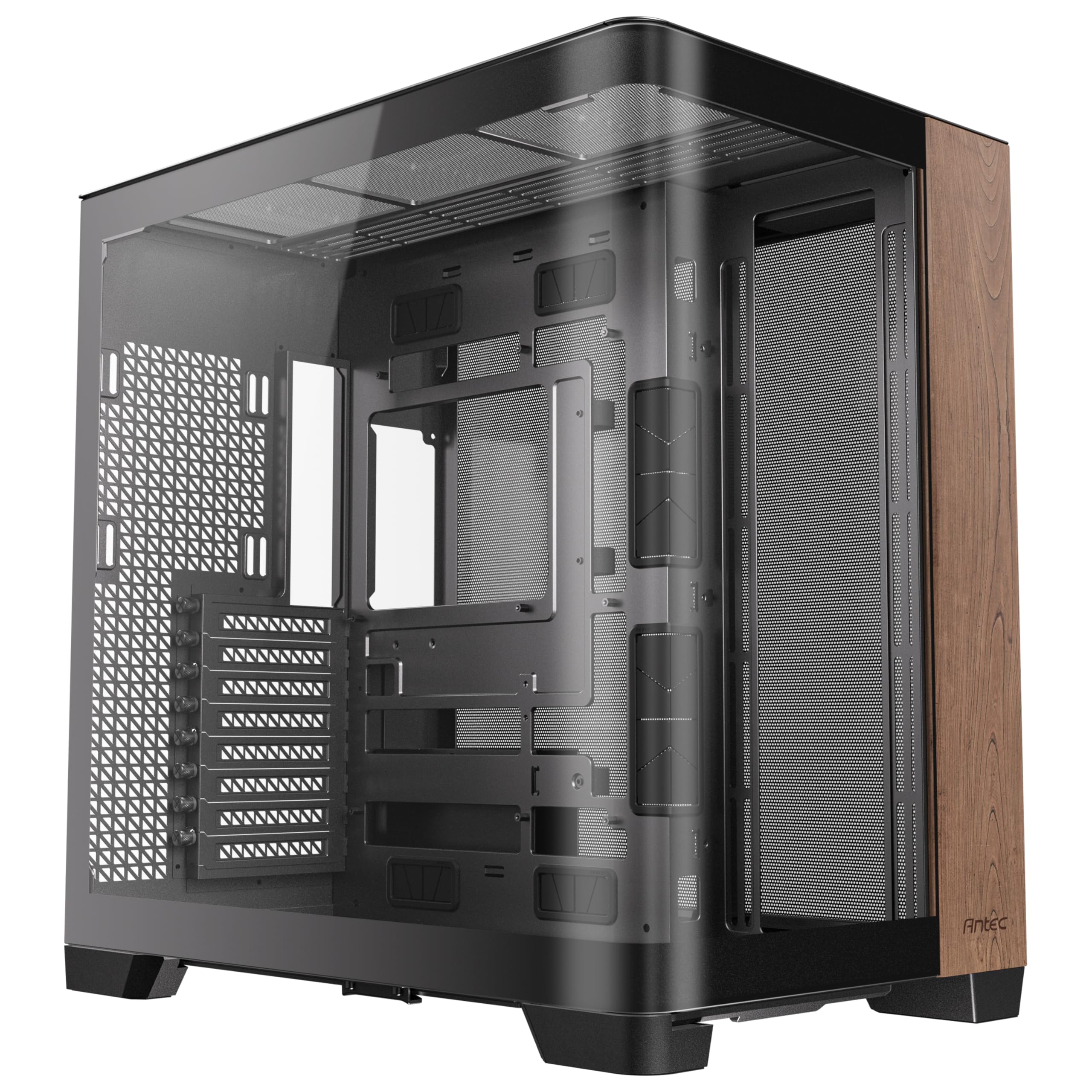 Antec C8 Curve Wood, Fans not Included, Wooden Front Panel, Super Wide Angle Single Curved Glass, Dual-Chamber Layout, Type-C, 3