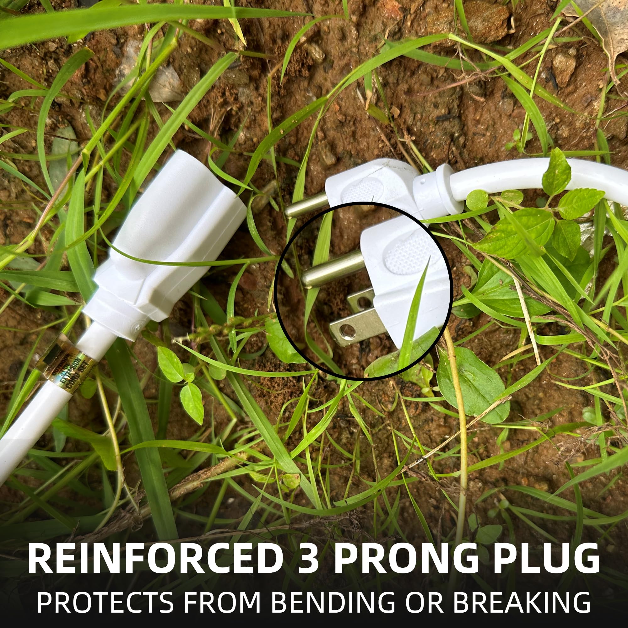 Yojoe Indoor Outdoor Extension Cord, 3 Prong 13A Weatherproof Power Extension Cord, 16 Gauge Heavy Duty 8 Ft White Extension Cor