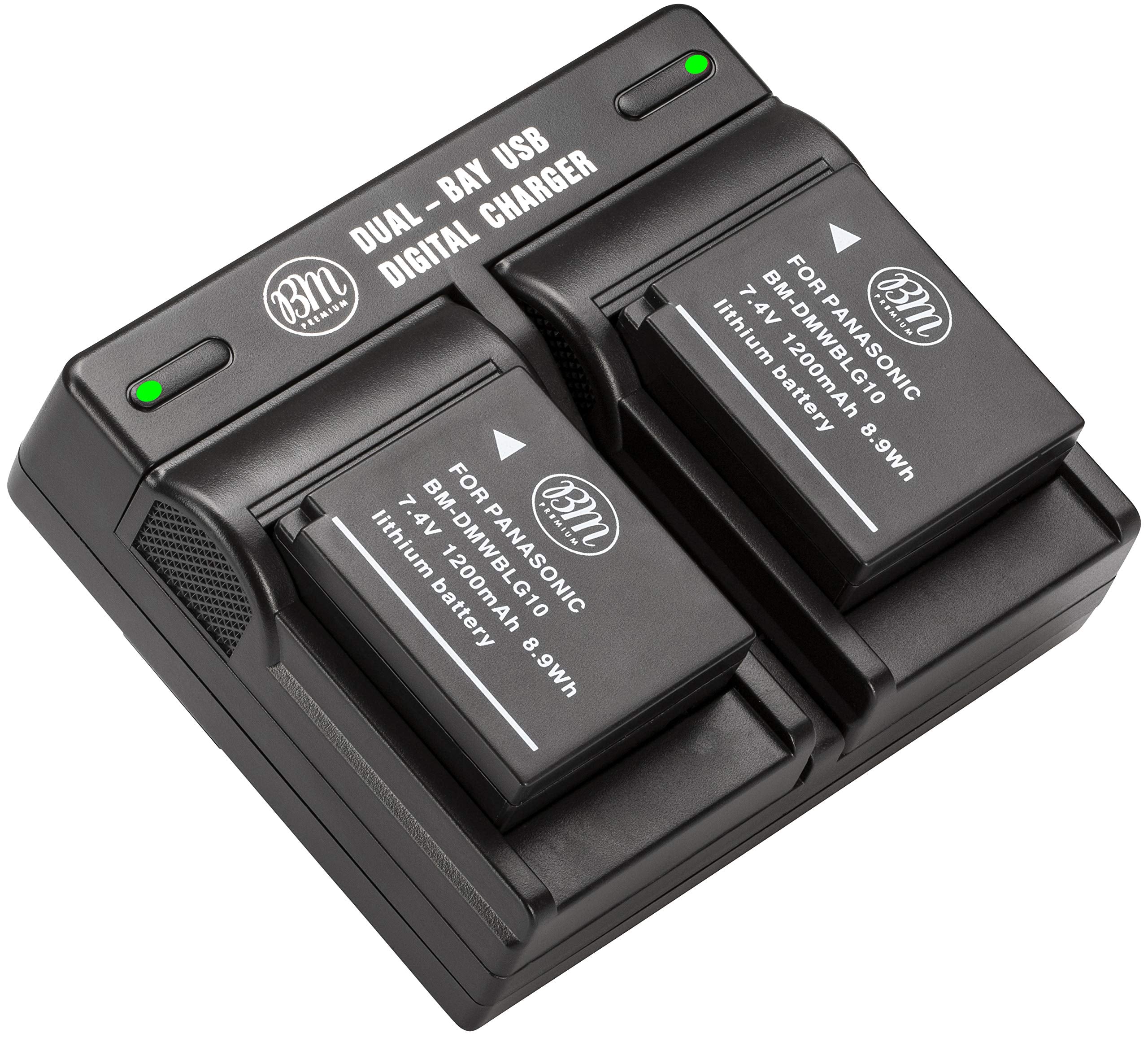BM 2 Pack DMW BLG10 Batteries and Dual Battery Charger for Panasonic Lumix DC G100 DC ZS80 ZS99 DC GX9 DC LX100 II DC ZS200 DC ZS70 DMC GX80 DMC GX85 DMC ZS60 ZS100 DMC GF6 DMC GX7K DMC LX100 Cameras