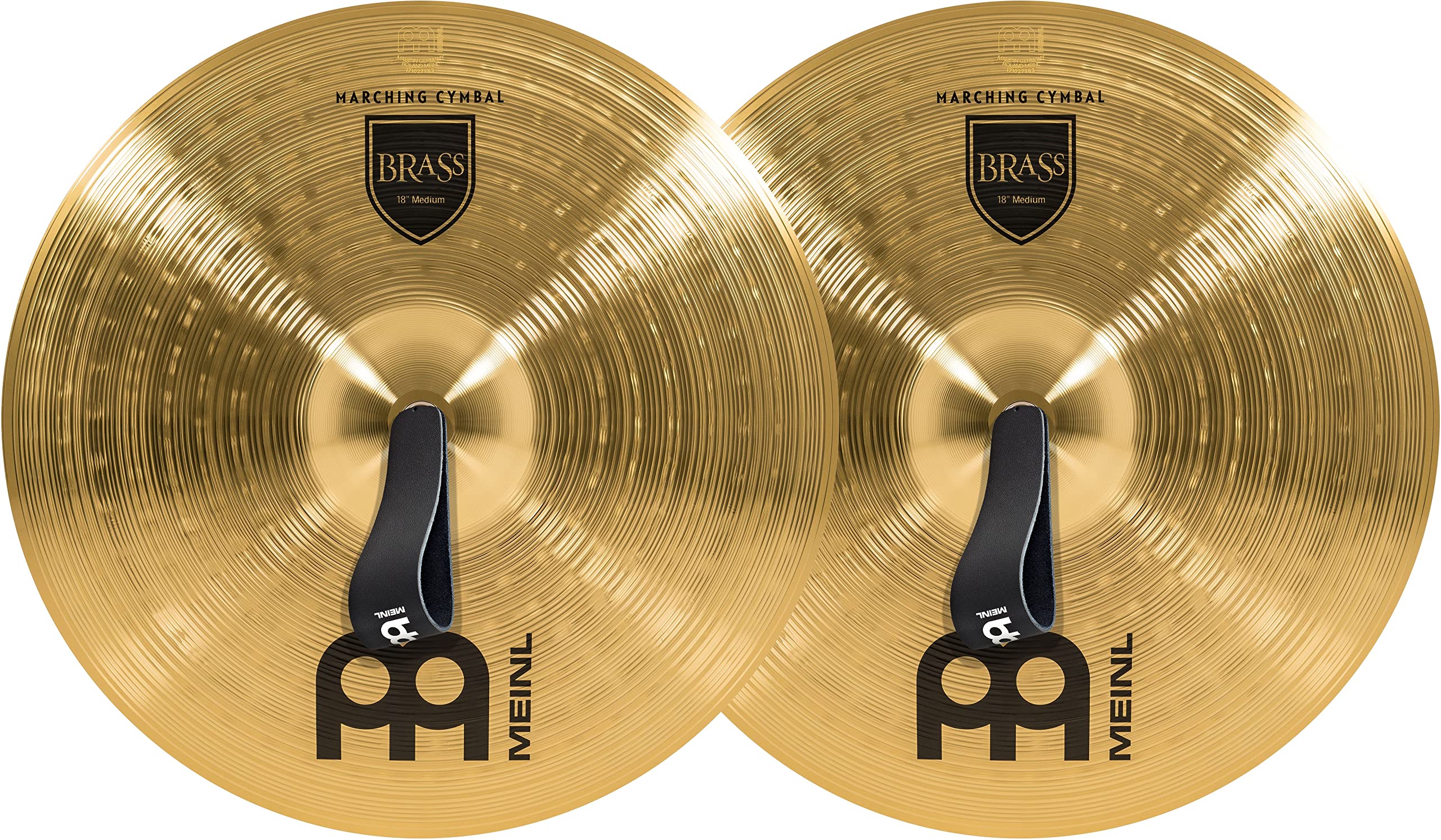 Meinl 18    Marching Cymbal Pair With Straps   Brass Alloy Traditional Finish   Made In Germany, 2 Year Warranty (Ma Br 18M)
