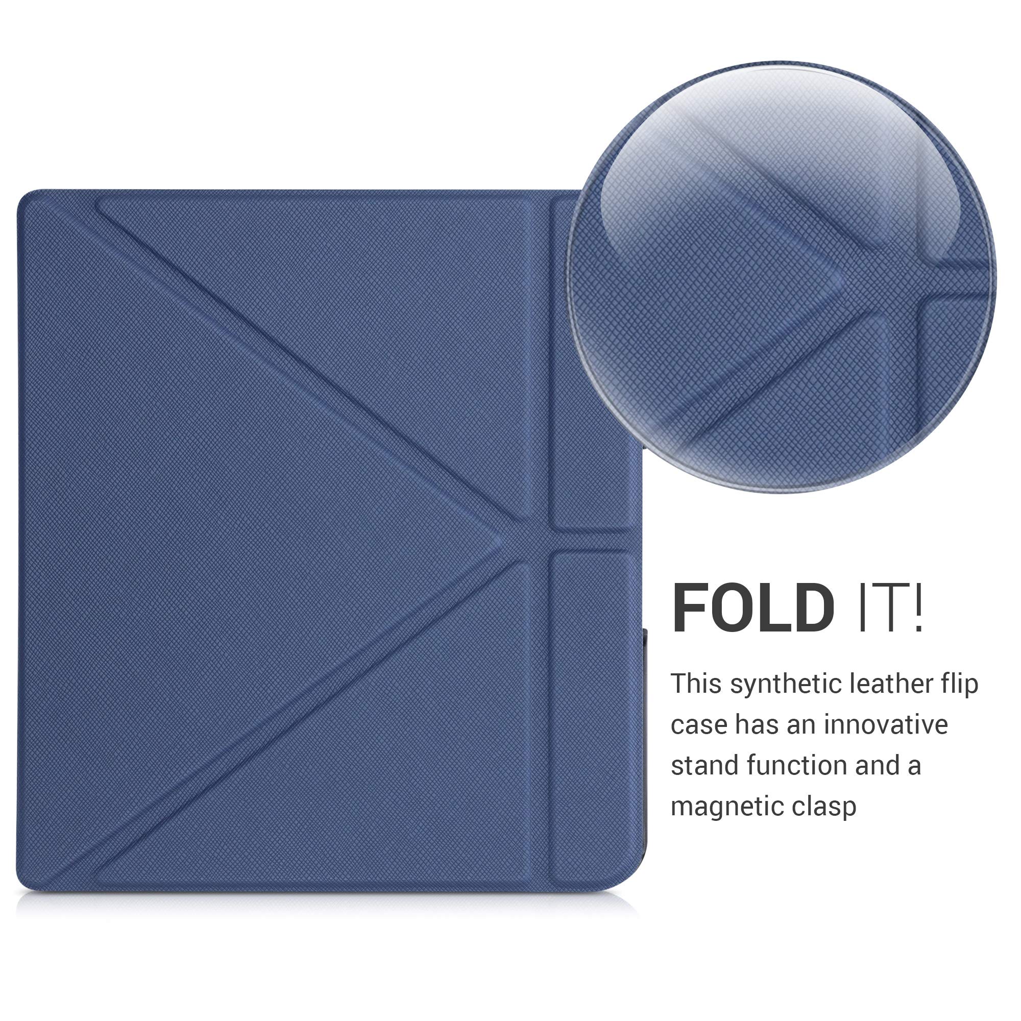 Kwmobile Origami Case Compatible With Kobo Forma Case   Slim Pu Leather Cover With Stand   Dark Blue