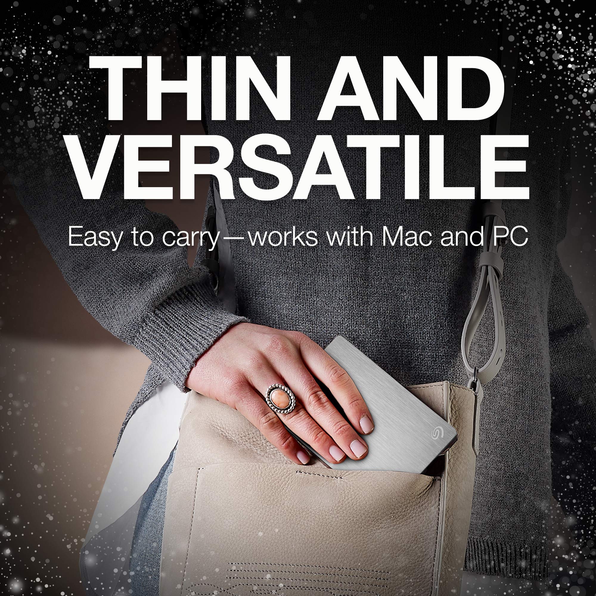 Seagate Backup Plus Slim 1TB External Hard Drive Portable HDD � Silver USB 3.0 for PC Laptop and Mac, 2 Months Adobe CC Photography (STDR1000101)