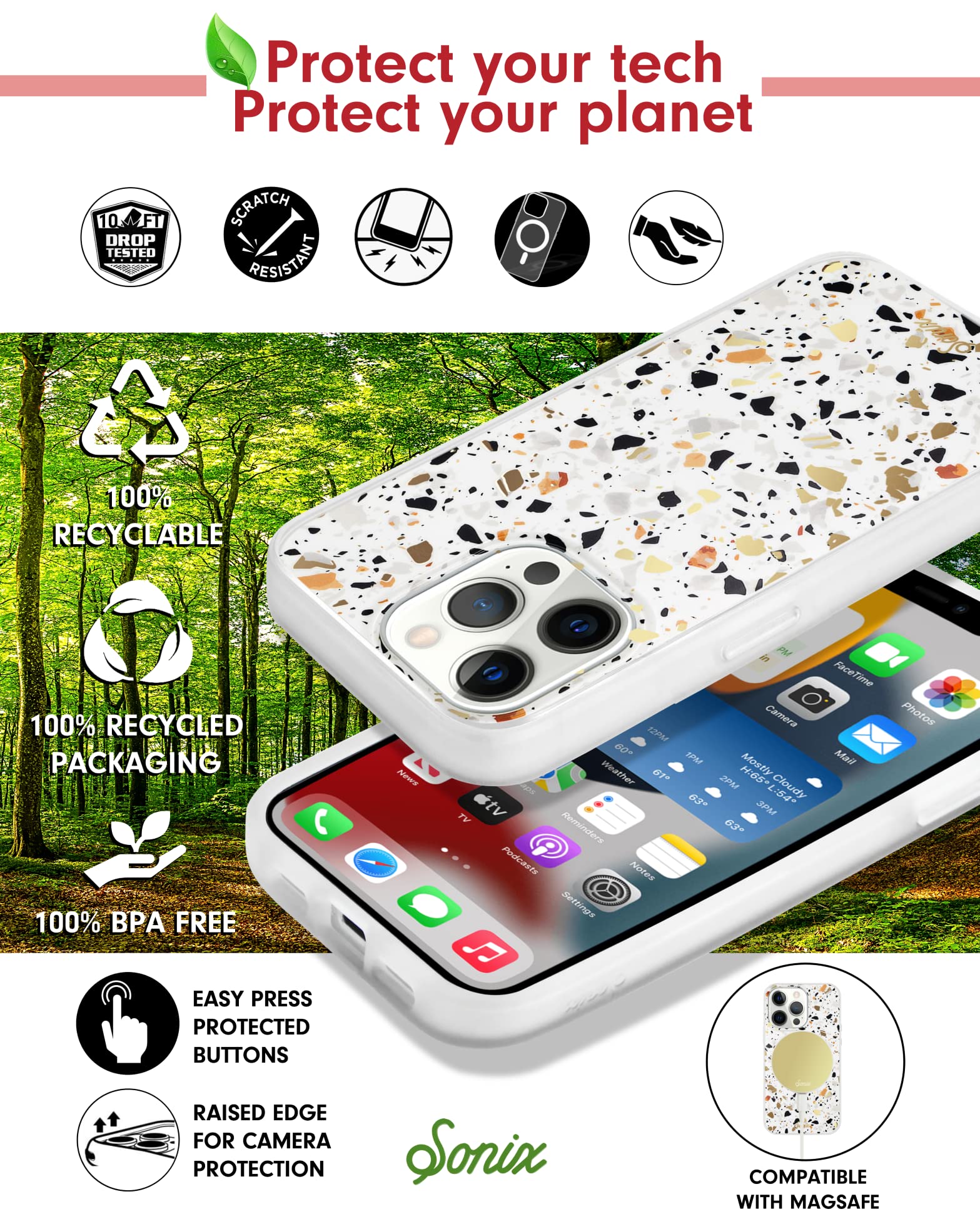 Sonix Case For Iphone 13 Pro | Compatible With Magsafe | 10Ft Drop Tested | Confetti Terrazzo