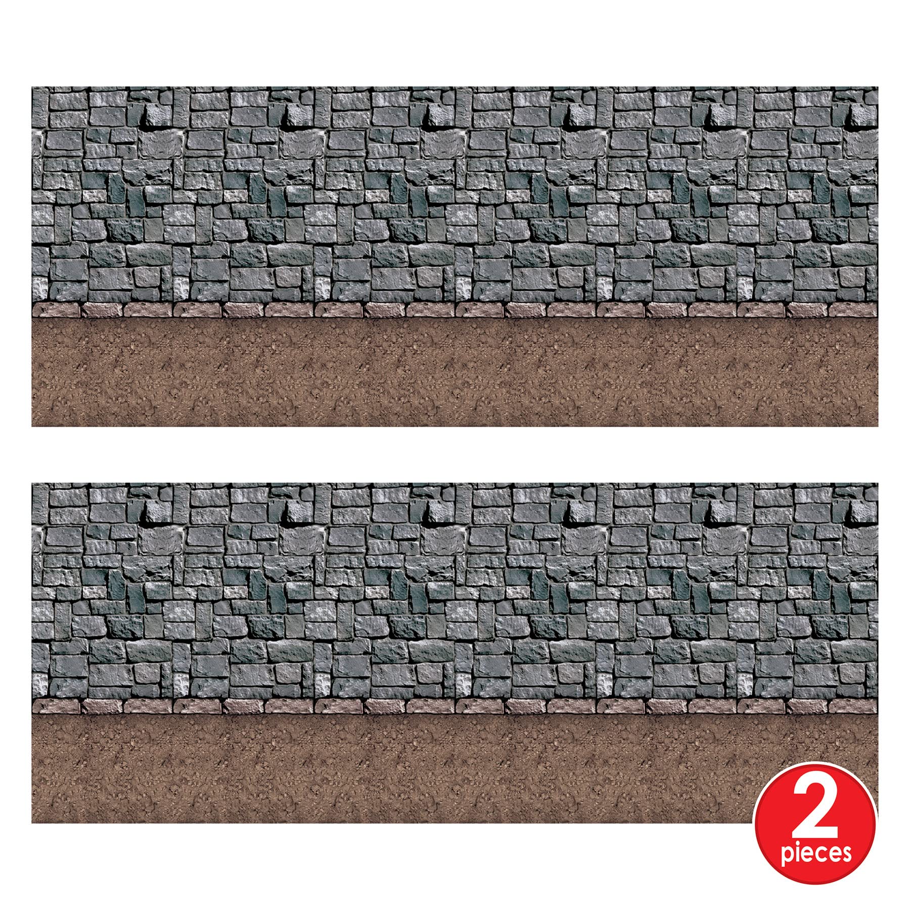 Beistle Stone & Dirt Floor Wall Backdrops, 4 X 30, Pack Of 2   Medieval Party Decorations, Medieval Decor Background, Easy To Ad