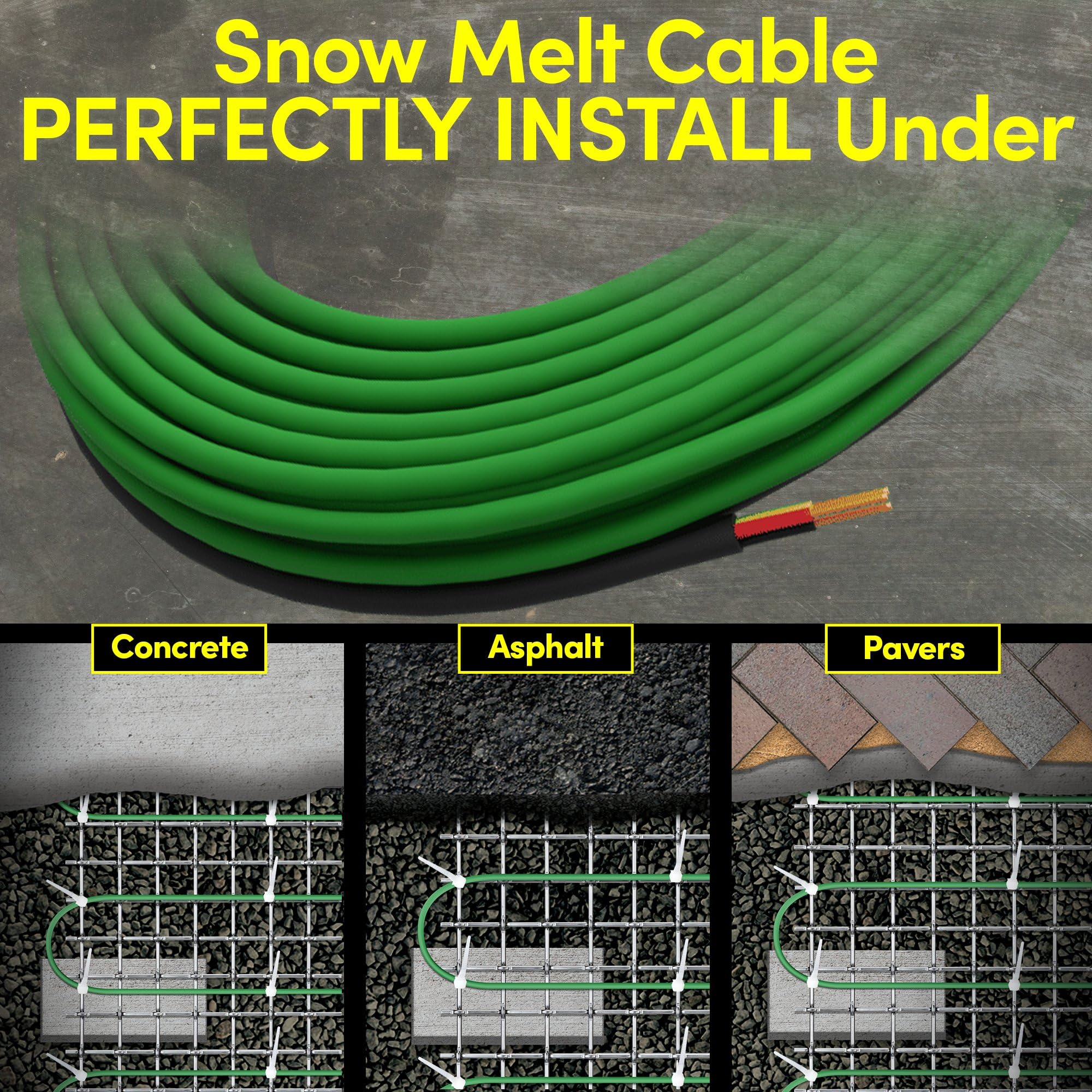 Electric Snow And Ice Melting Underground Cable 125.5 Feet, Covers 41 Sqft At Up To 38 Watts/Sqft, 120V - Radiant Heated Drivewa