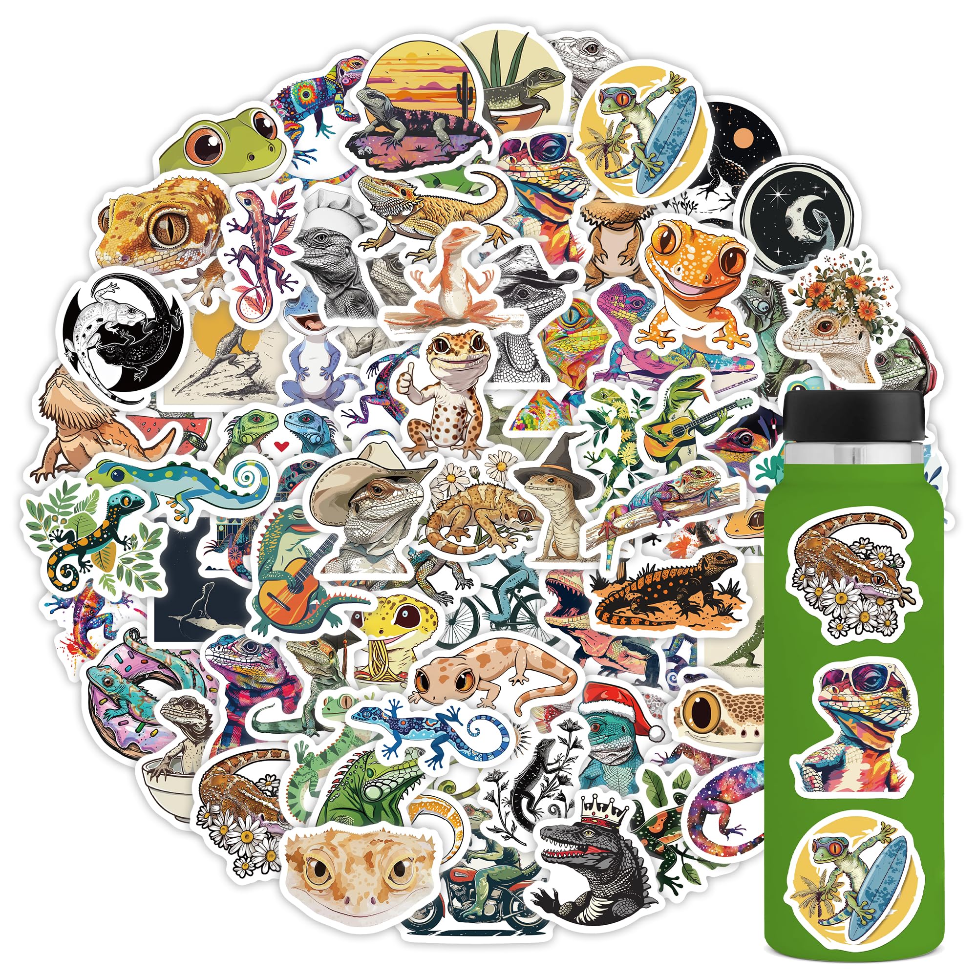 90 Pcs Lizard Stickers,Cool Gecko Stickers For Boys Girls Teens,Unique Designed Cartoon Vinyl Waterproof Aesthetic Lizard Stickers For Water Bottles Laptop Computer Skateboard