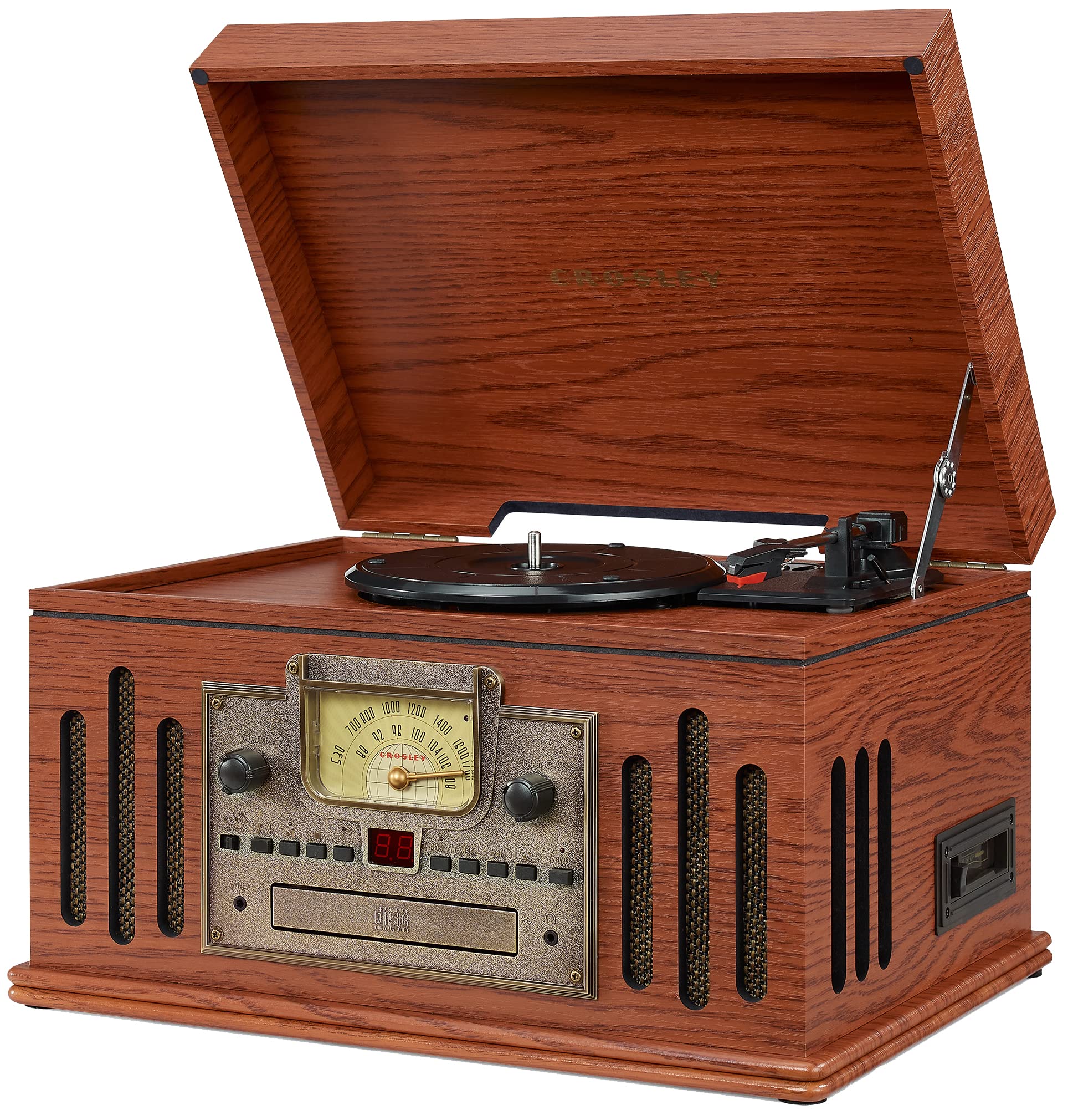 Crosley Cr704B Pa Musician 3 Speed Turntable With Radio, Cd/Cassette Player, Aux In And Bluetooth, Paprika