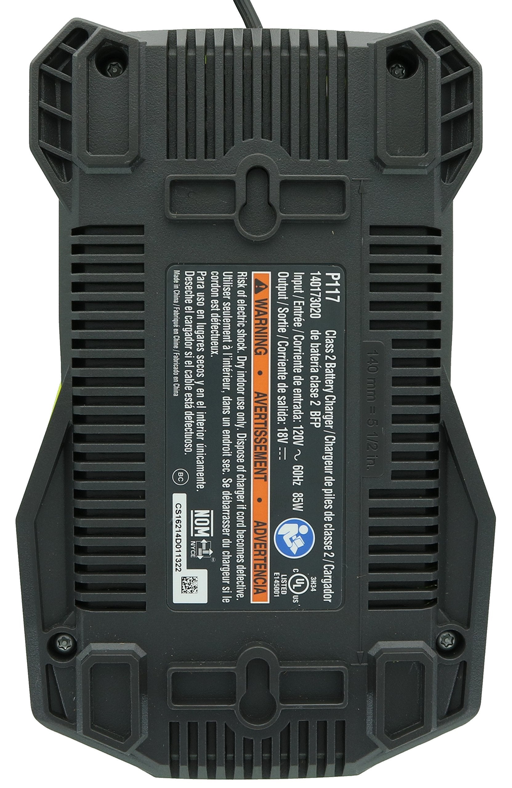 Ryobi P117 One+ 18 Volt Dual Chemistry Intelliport Lithium Ion And Nicad Battery Charger (Battery Not Included, Charger Only)