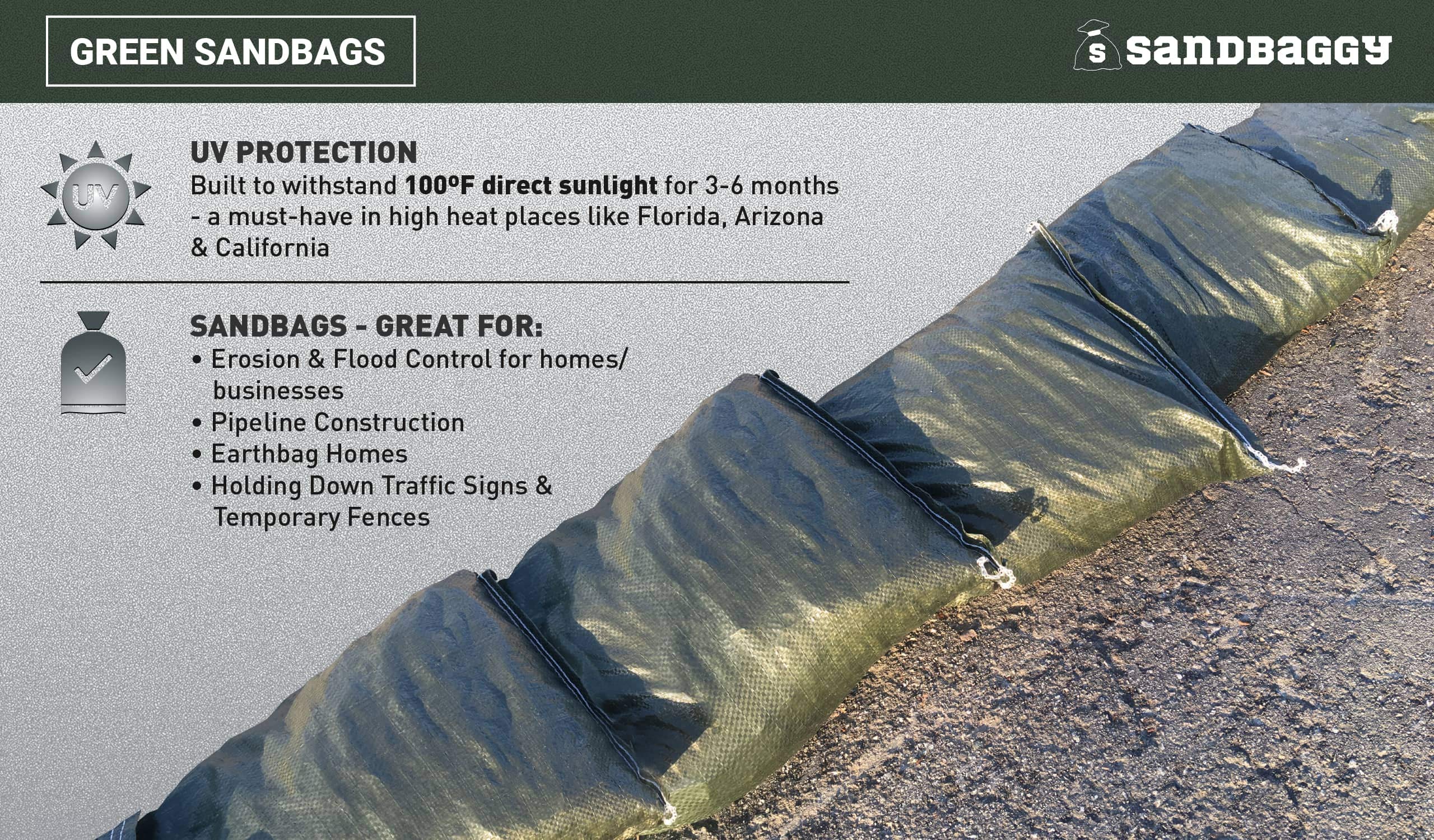 Green Sandbag Sandbags Will Hold 50 Pounds Of Sand Polypropylene Olive Drab (50)