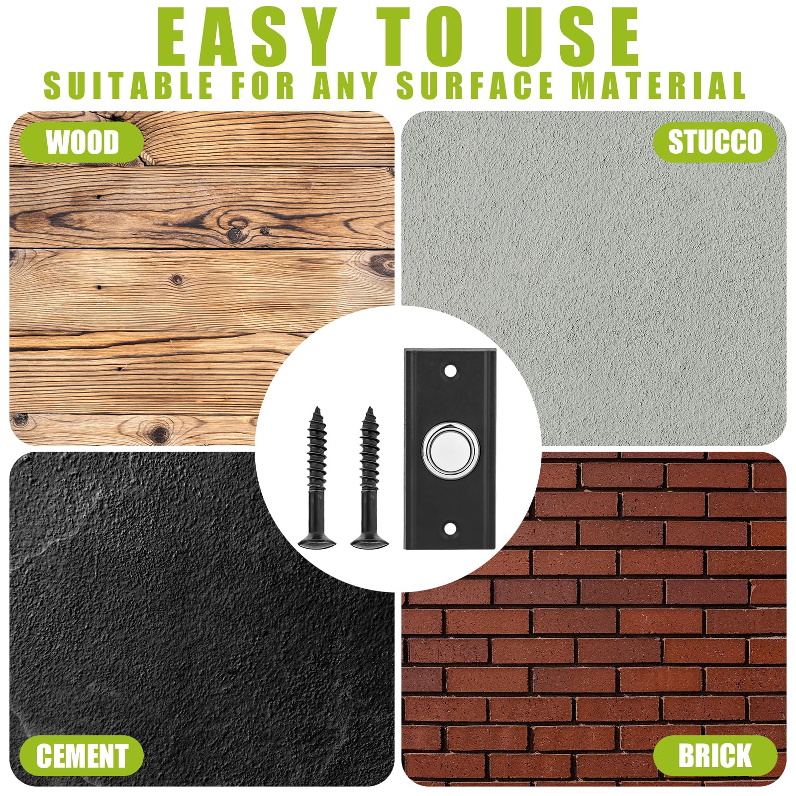 Led Lighted Doorbell Push Button, Round Doorbell Push Button Replacement With Screws, Universal Metal Doorbell Push Button Switc