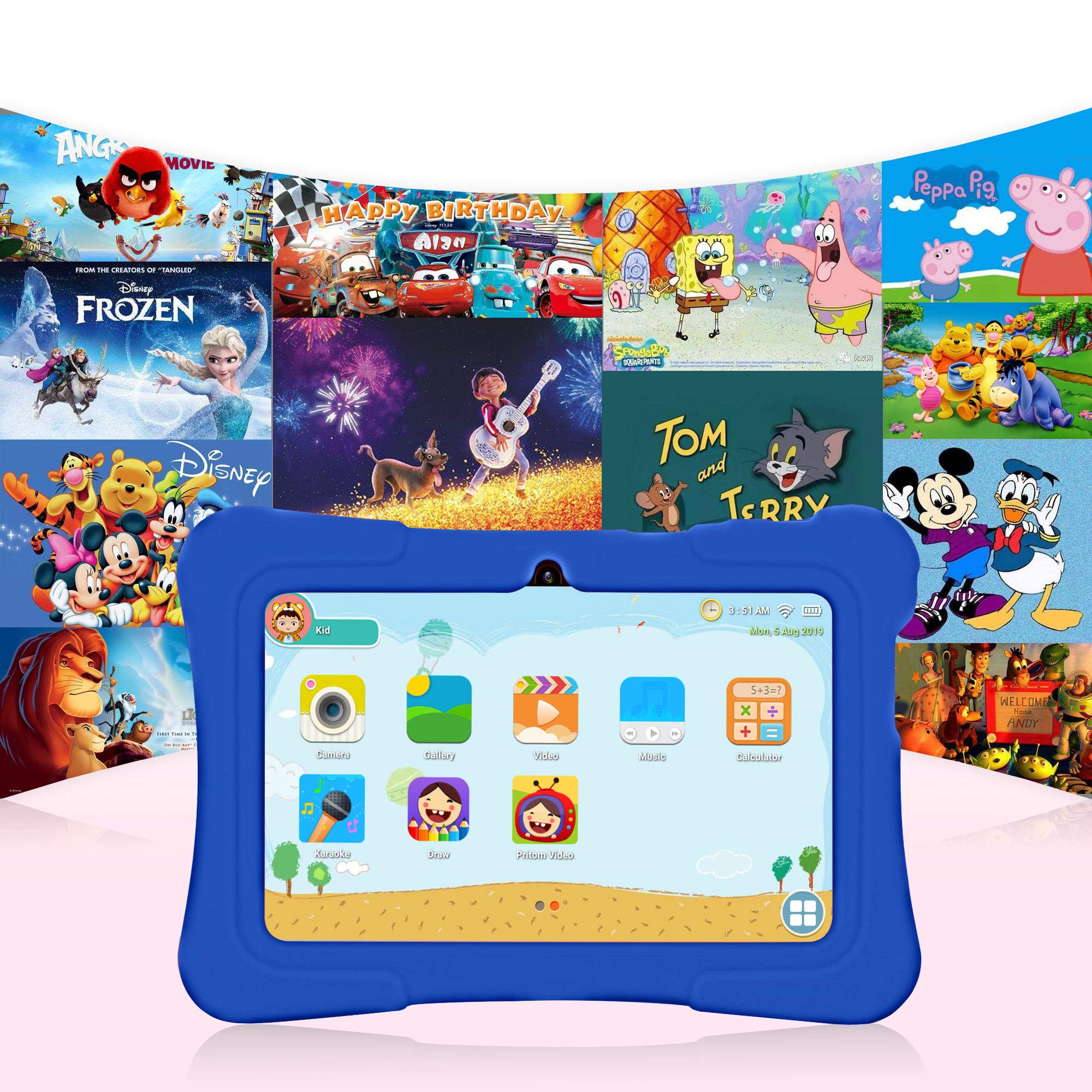 Pritom 7 Inch Kids Tablet, Quad Core Android 10, 32 Gb Rom, Wifi, Bluetooth, Dual Camera, Educationl, Games, Parental Control, K