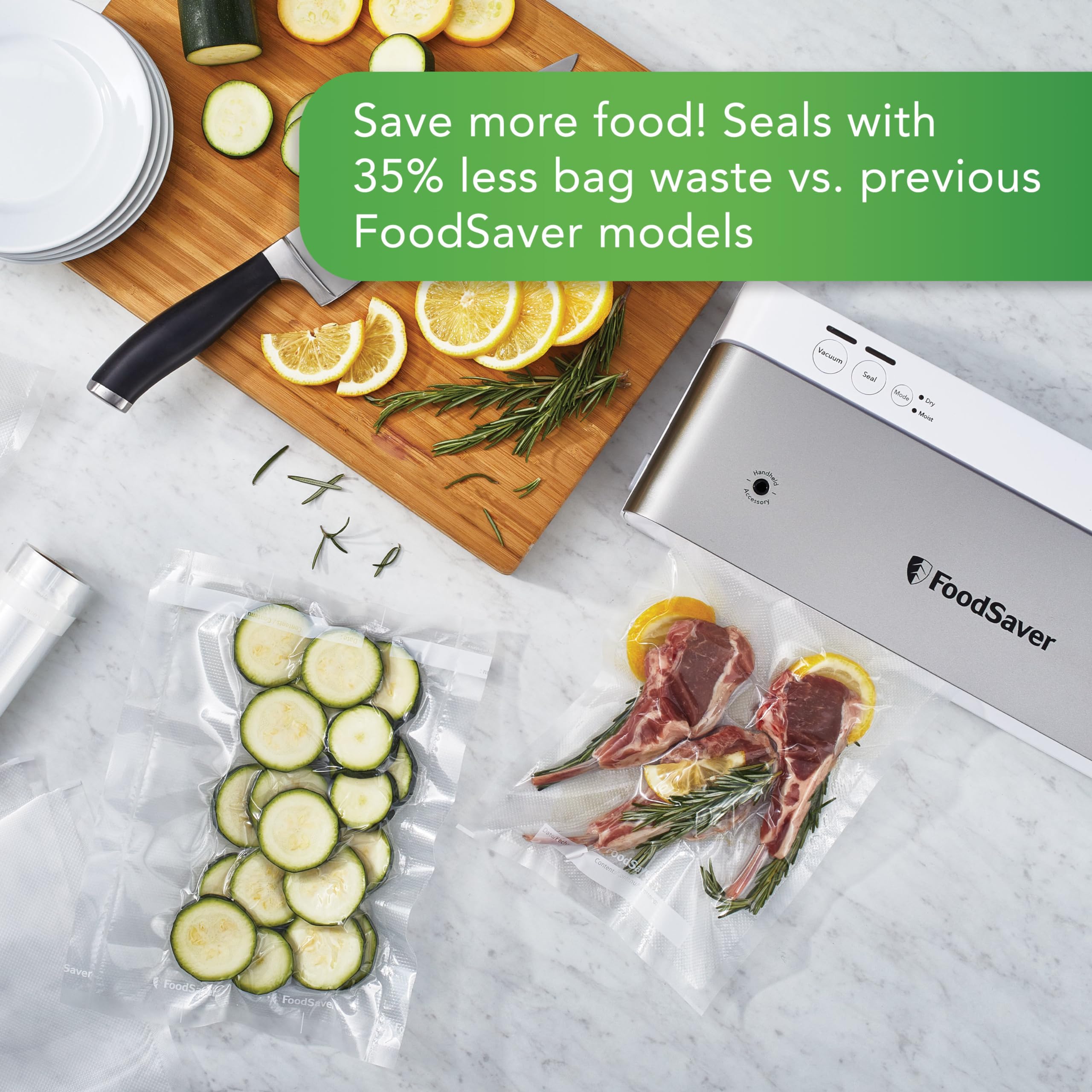 Foodsaver Compact Vacuum Sealer Machine With Airtight Bags And Roll   Ideal For Sous Vide And Airtight Food Storage, White