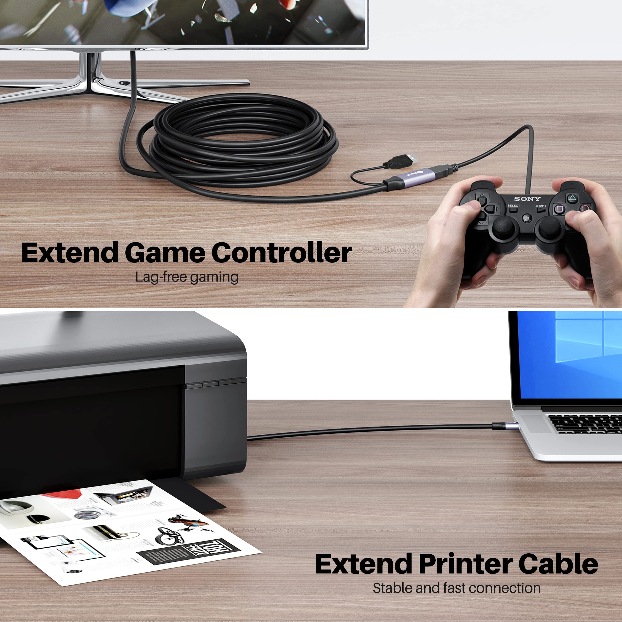 Gearit Usb 3.0 Active Extension Cable (50 Feet) A Male To A Female Usb Repeater With Signal Booster For Oculus Rift, Quest Link,