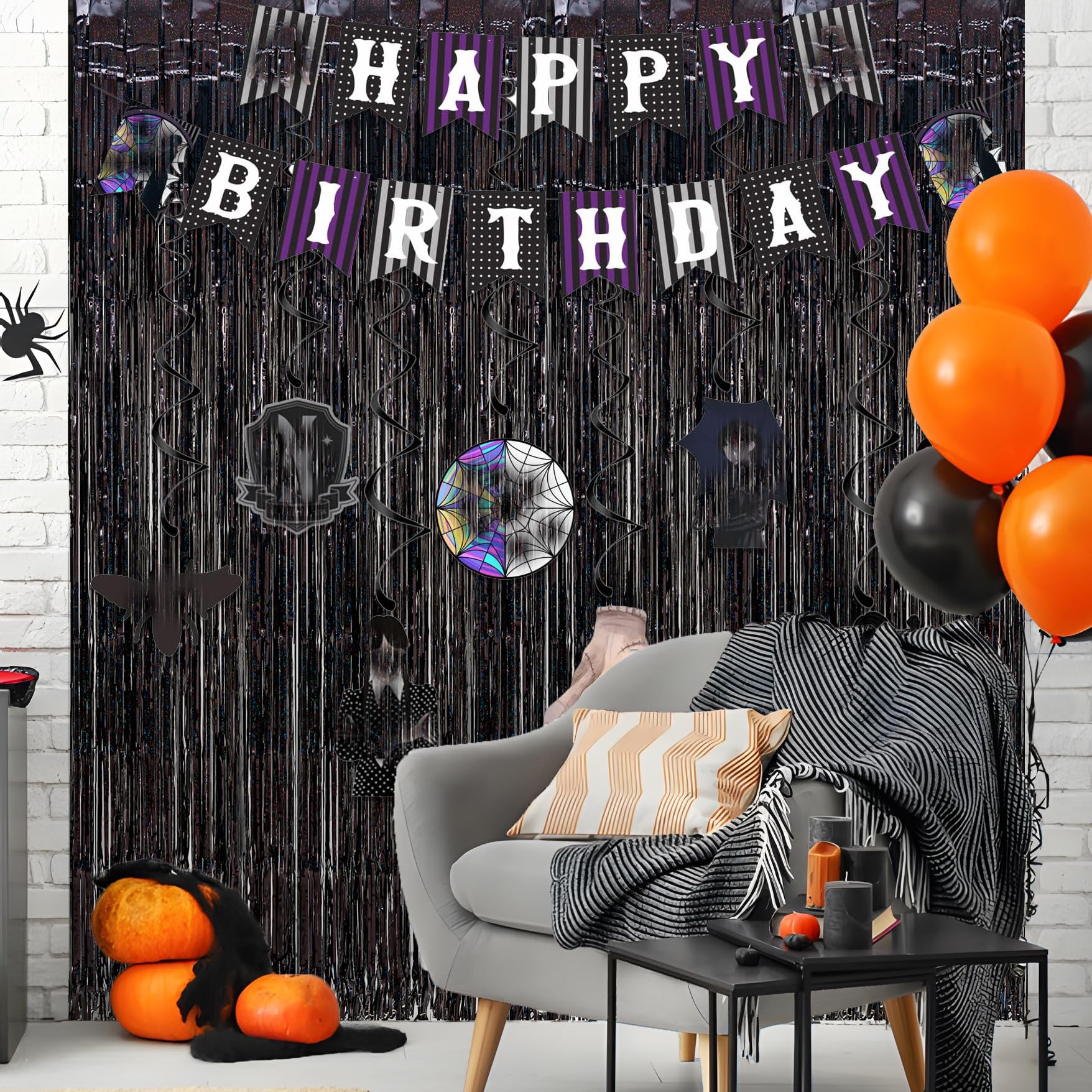 Black Tinsel Curtain Party Backdrop   Greatril Party Streamers Backdrop Foil Fringe Curtains For Birthdays/Wizard Decorations