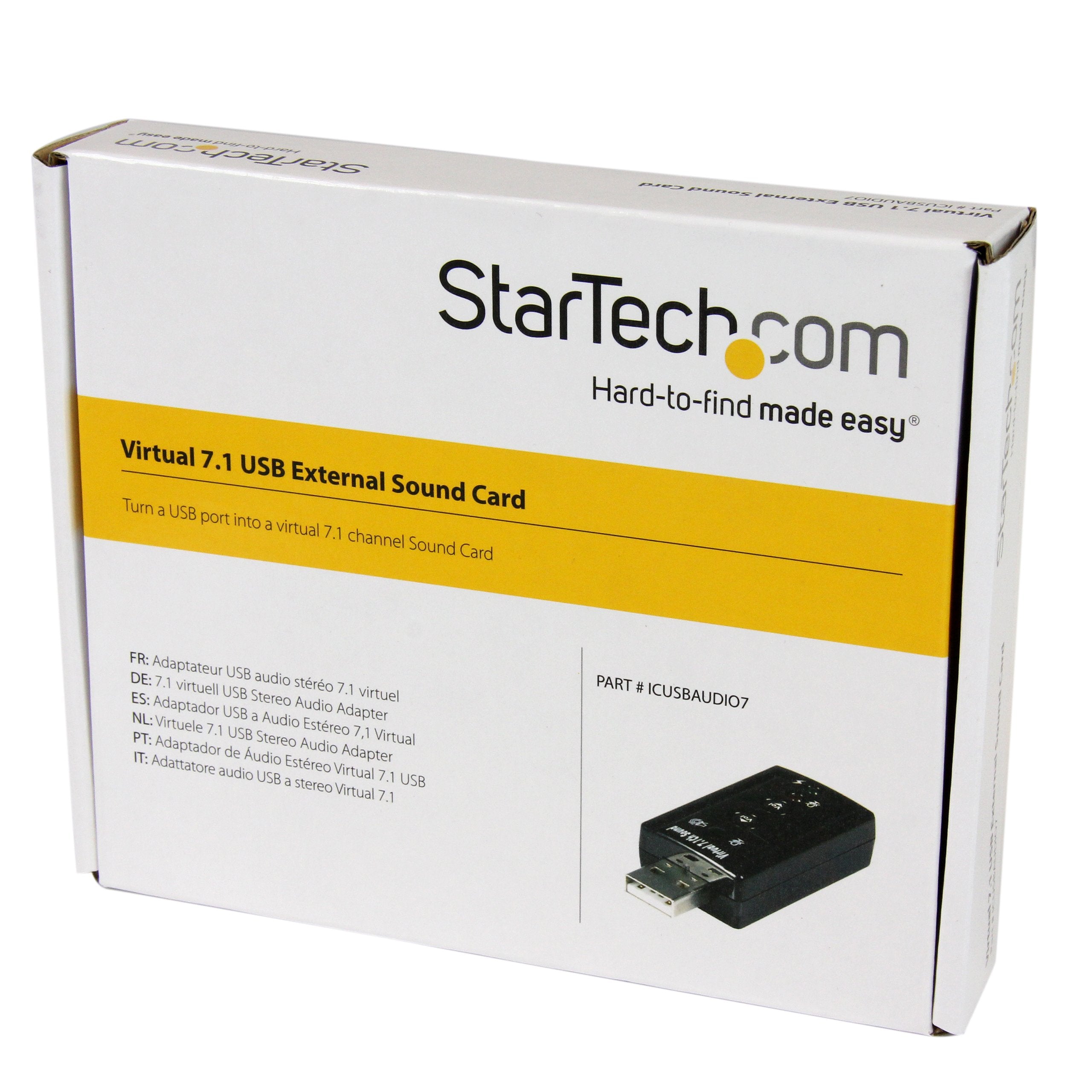 Startech.Com Virtual 7.1 Usb Stereo Audio Adapter External Sound Card   Sound Card   Stereo   Usb 2.0   Icusbaudio7,Black
