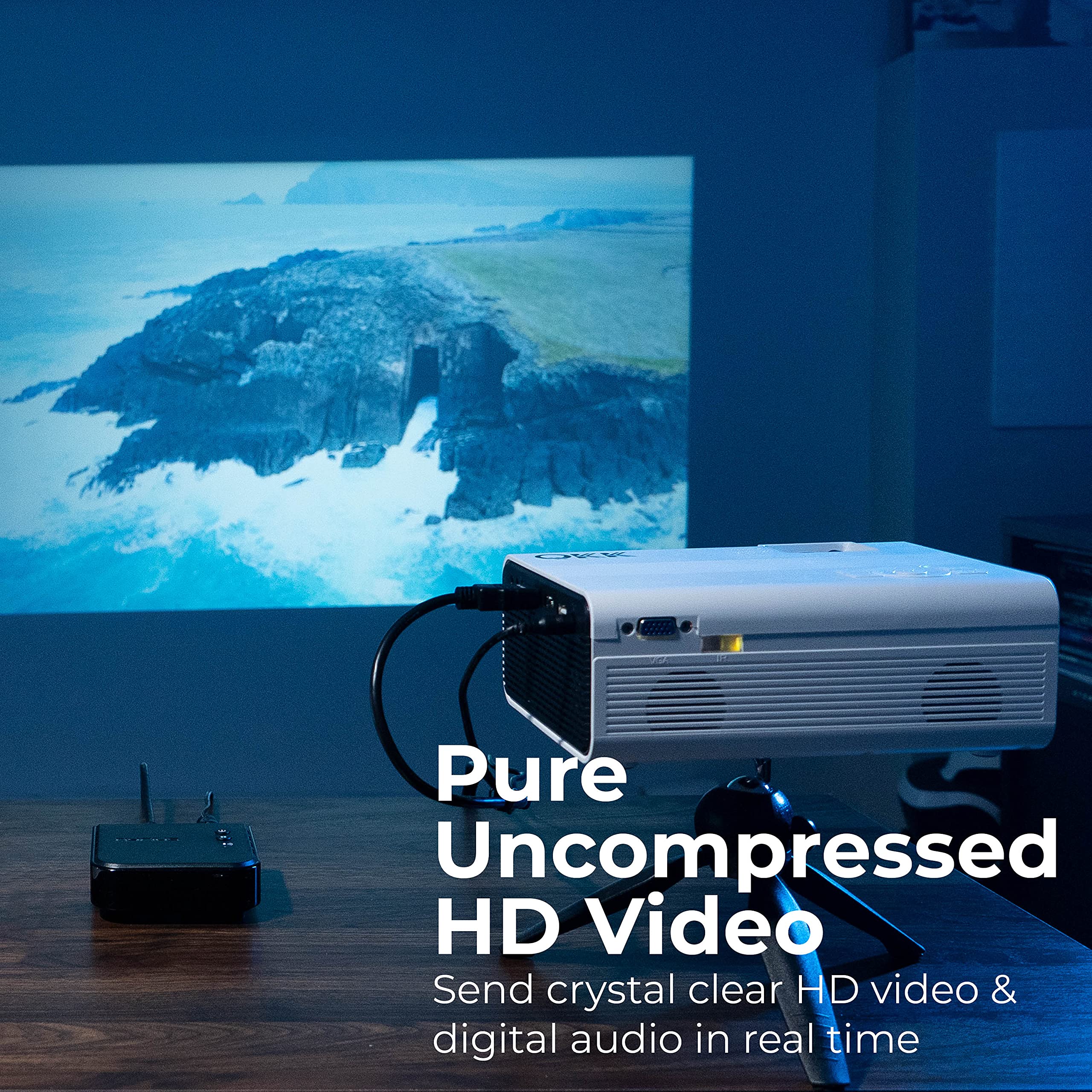 Nyrius Aries Pro+ Wireless Hdmi Video Transmitter & Receiver To Stream 1080P Video Up To 165Ft From Laptop, Pc, Cable Box, Game Console, Dslr Camera To A Tv, Projector Or Boardroom Screen (Npcs650)