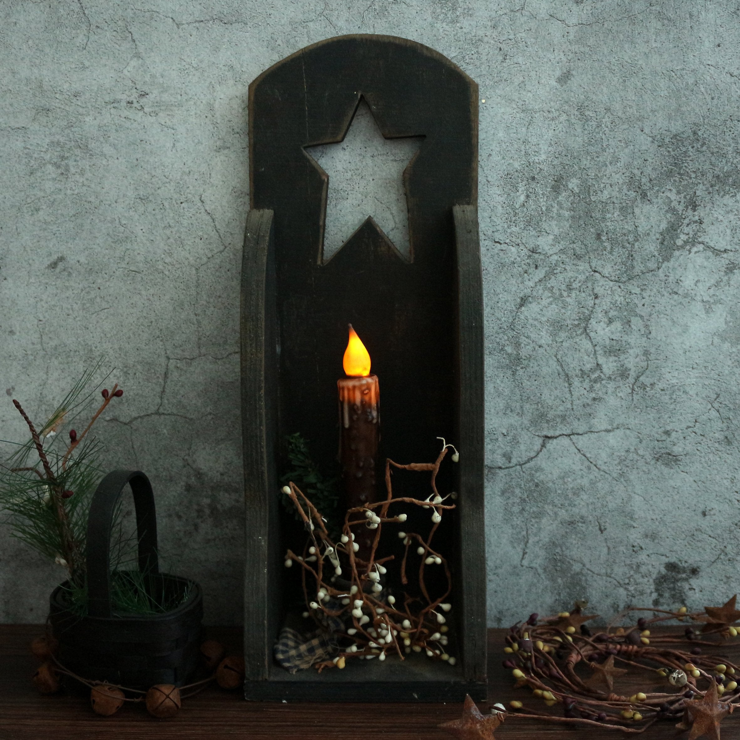 Cvhomedeco. Real Wax Hand Dipped Battery Operated Led Timer Taper Candles Rustic Primitive Flameless Lights D  Cor, 6-3/4 Inch,