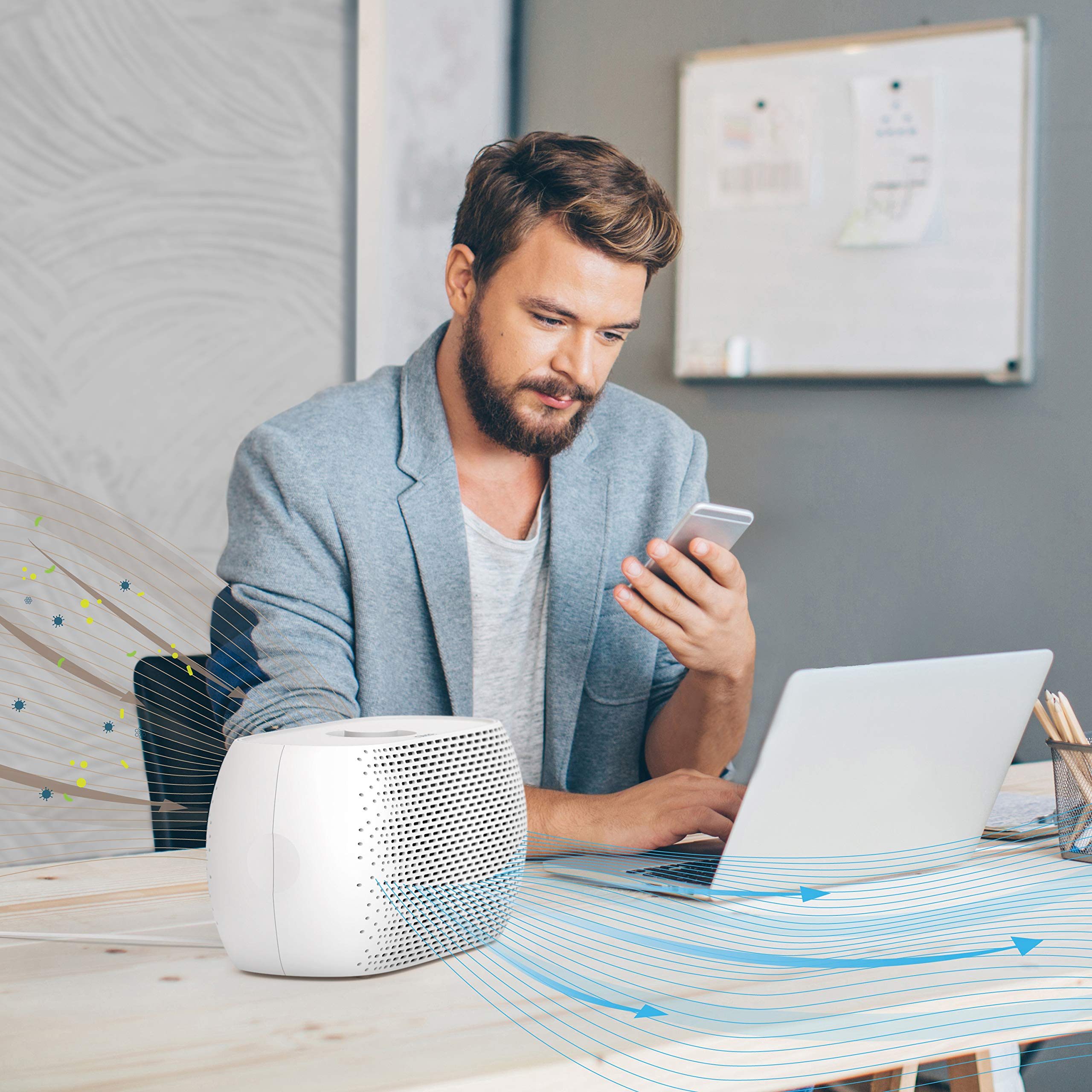 Pure Enrichment Purezone Breeze Tabletop 2 In 1 Air Purifier   True Hepa Filter Cleans Air, Helps Alleviate Allergies, Removes P