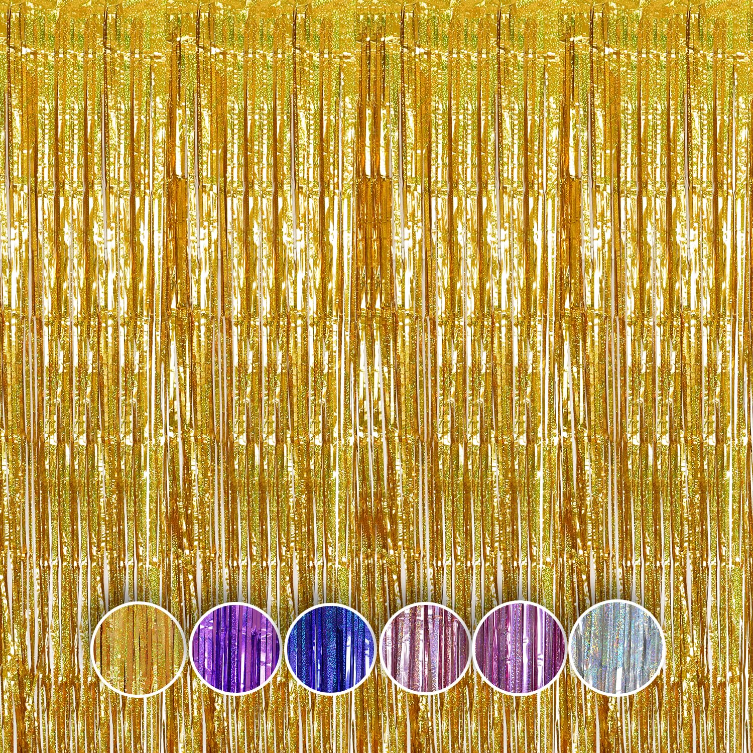 Qrabbit 4 Pack Gold Party Streamers, Shiny Foil Fringe Curtain Backdrop For Birthday Wedding Bachelorette Baby Shower Bridal Sho