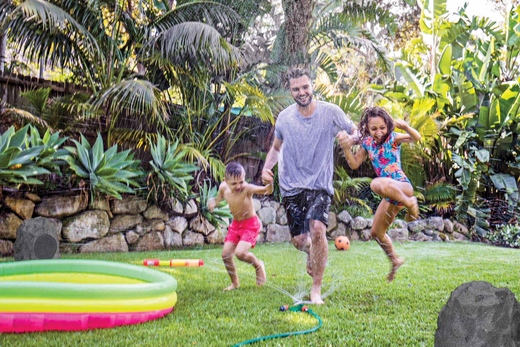 Ilive Outdoor Rock Speaker Pair   Wireless Waterproof Bluetooth Speakers For Patio, Garden, Built For All Seasons With Rechargea