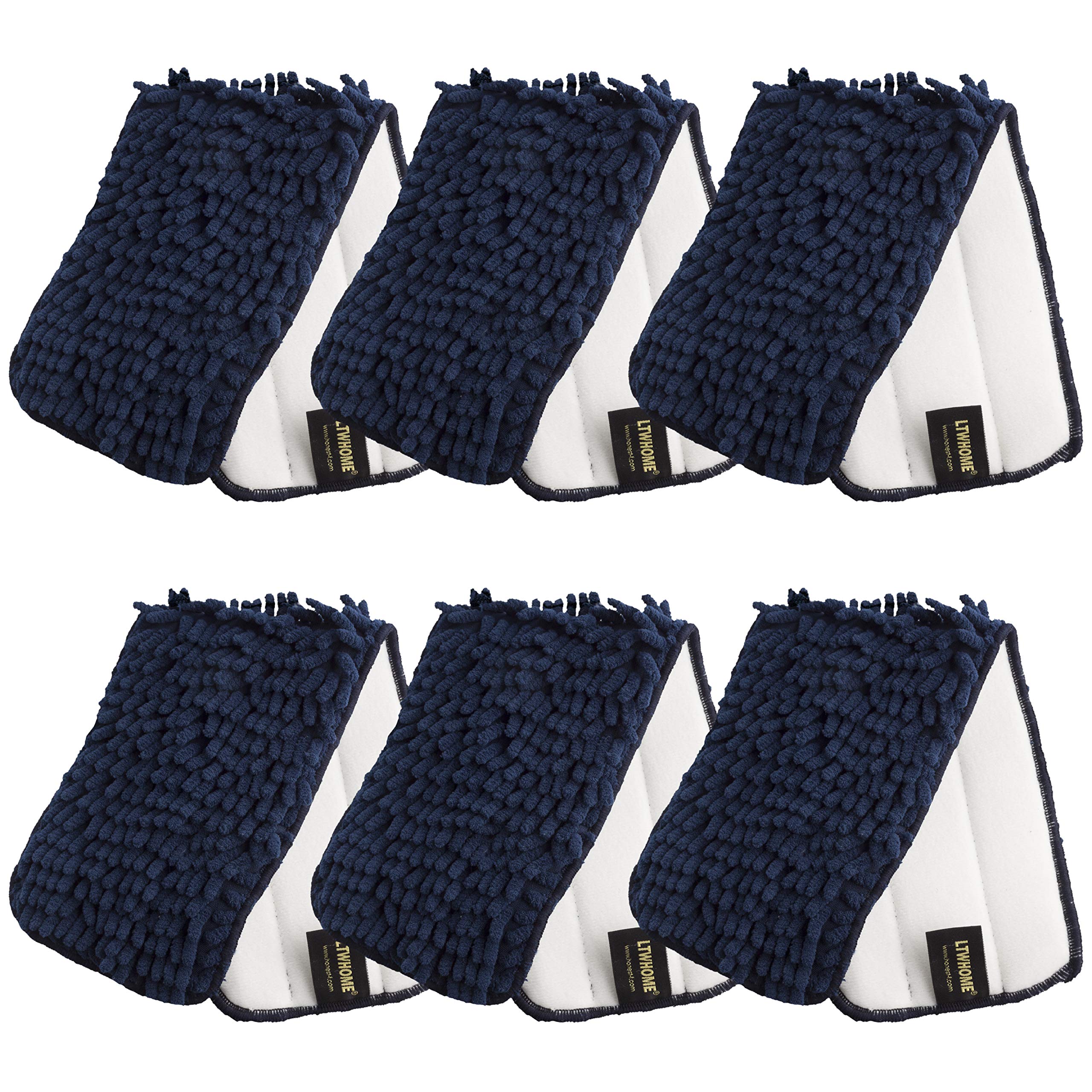 Ltwhome 18 Inch Washable Chenille Microfiber Coral Flat Mop Pad Refills(Pack Of 6)