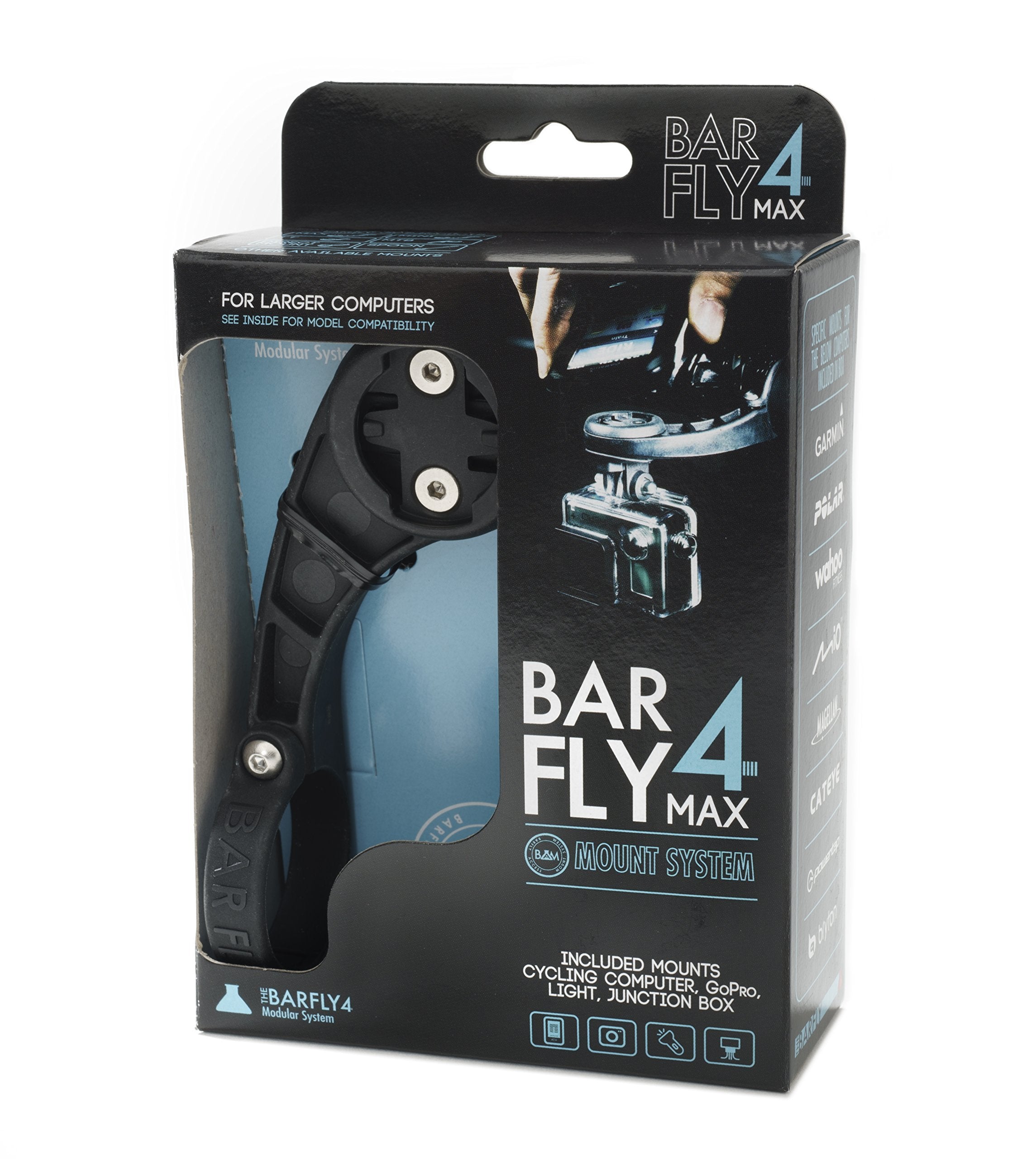 Bar Fly 4 Max Bicycle Accessory Mount, Black, For Large Computers   Garmin, Wahoo, Polar, Bryton, Cateye, Mio, Joule