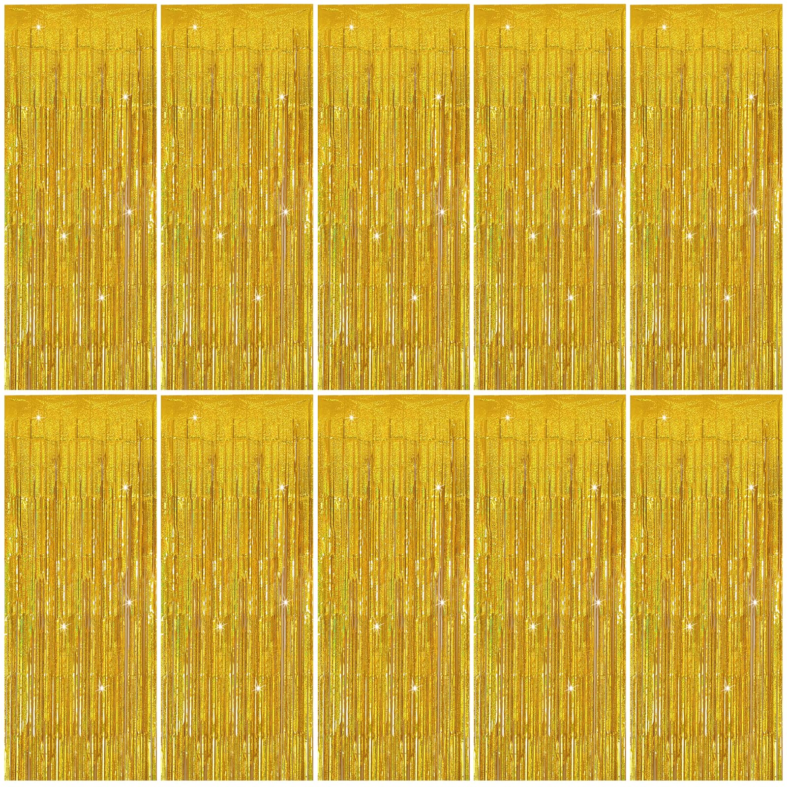 Tinsel Curtain Party Backdrop Gold Birthday Party Decorations 10 Packs Glitter Foil Fringe Curtain Party Decor Streamers Photo B