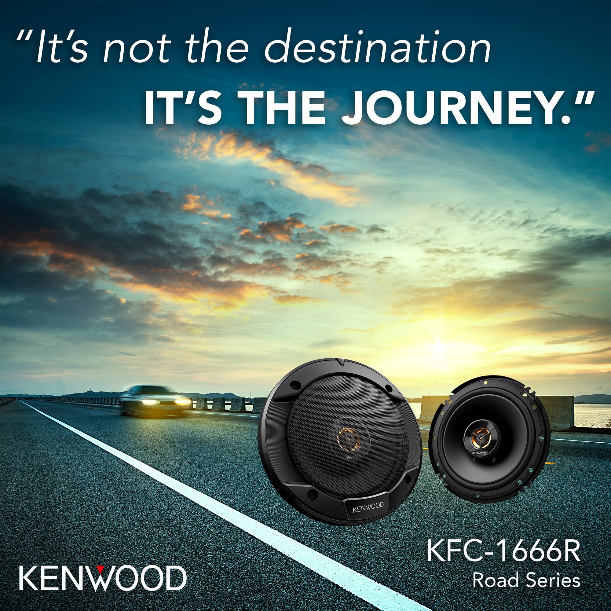 Kenwood Kfc 1666R Road Series Car Speakers (Pair)   6.5'' 2 Way Car Coaxial Speakers, 300W, 4 Ohm Impedance, Cloth Woofer & Bala