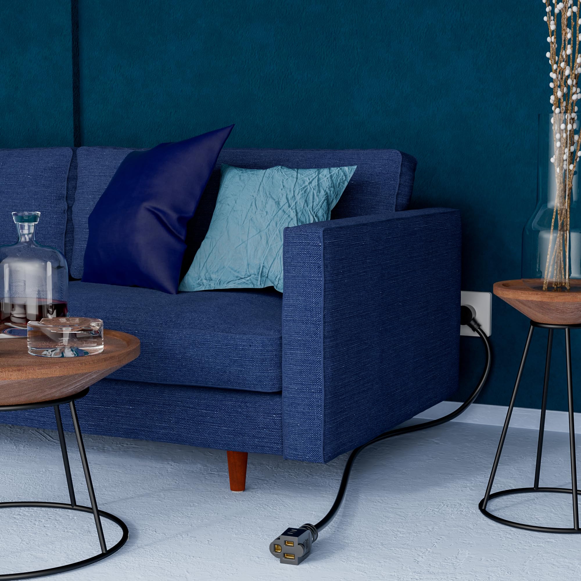 Extension Cord 4 Ft, 3 Prong Extension Power Cord, 45 Degree Plug Design, 16/3 Gauge Flexible Cold, 13A 1625W 16Awg, Save Space