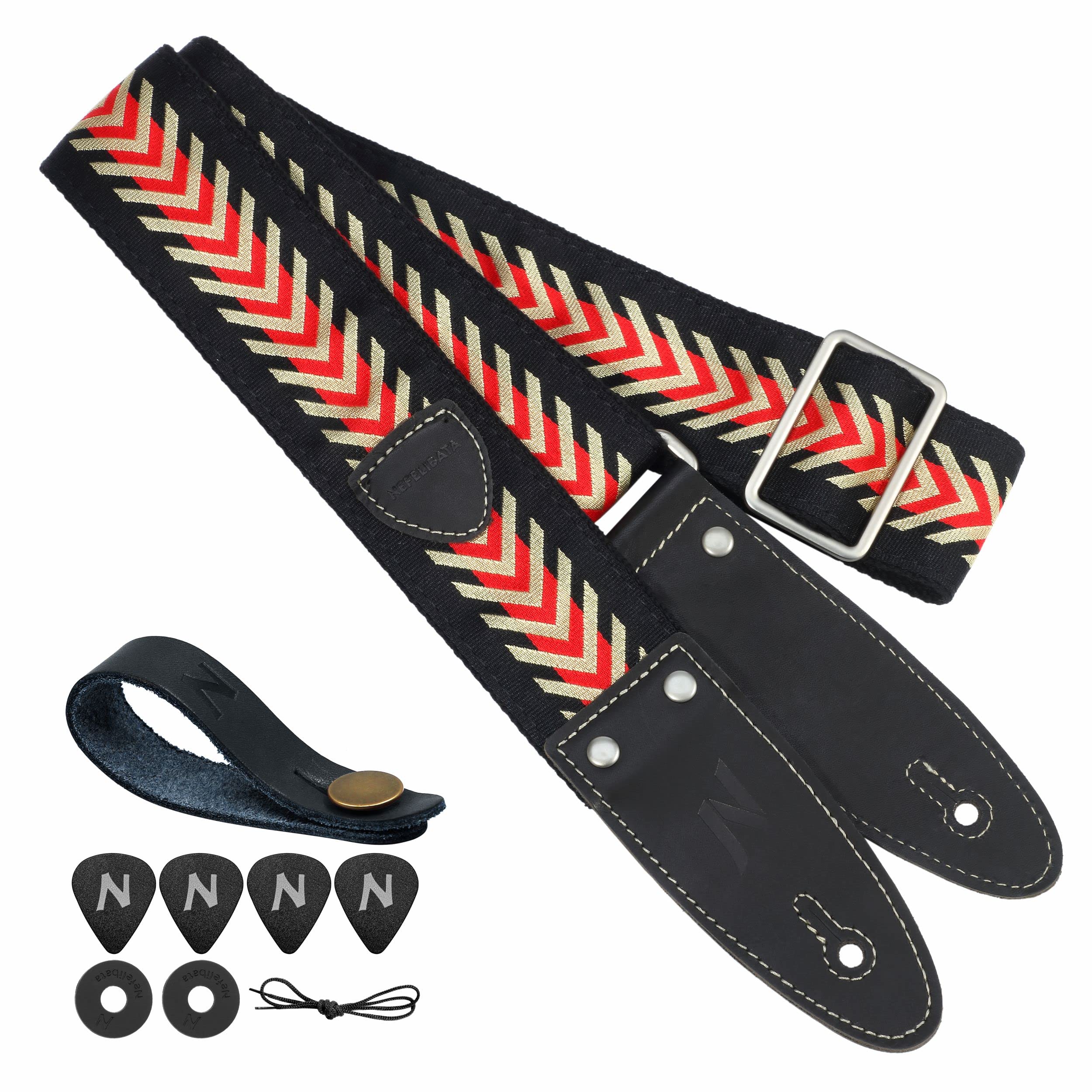 Nefelibata Guitar Strap, 2Full Grain Leather Guitar Straps, B#classic Brown, Medium