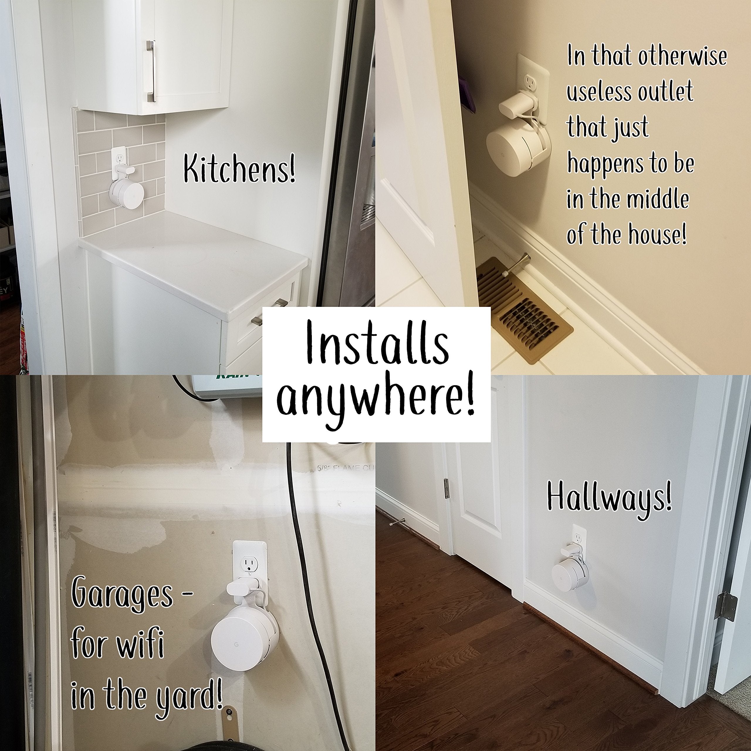 Dot Genie Google Wifi [Old Rectangular Plug   Not Current Round Plug] Outlet Holder Mount Stand: No Messy Screws! (3 Pack)