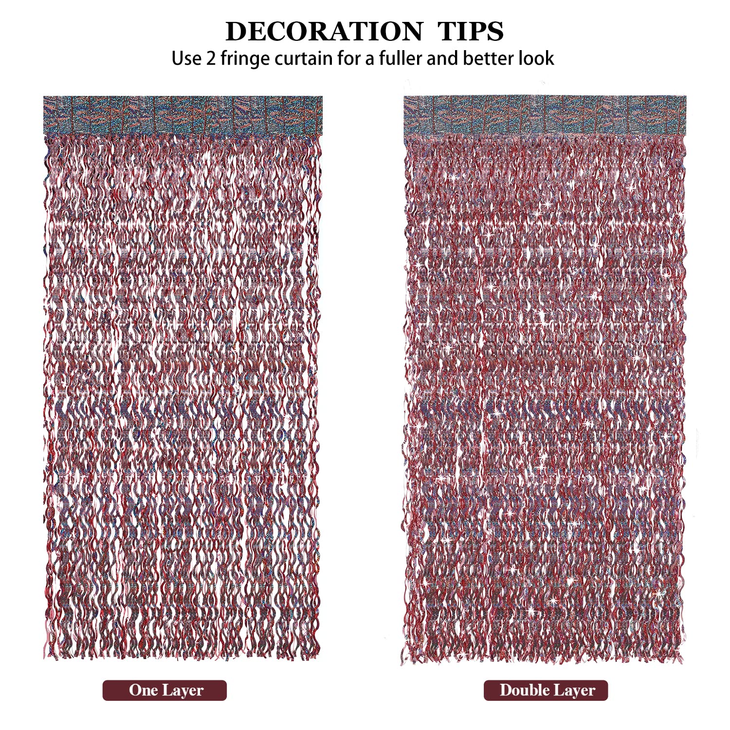 3 Pack 3.3 Ft X 6.6 Ft Tinsel Curtain  Cylmfc Rose Gold Birthday Backdrop Background For Wedding Graduation Engagement Party Bac