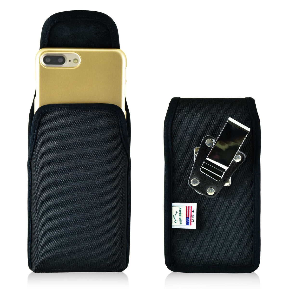 Turtleback Belt Clip Case For Iphone 8 Plus, Iphone 7 Plus Black Vertical Holster Nylon Pouch With Heavy Duty Rotating Belt Clip
