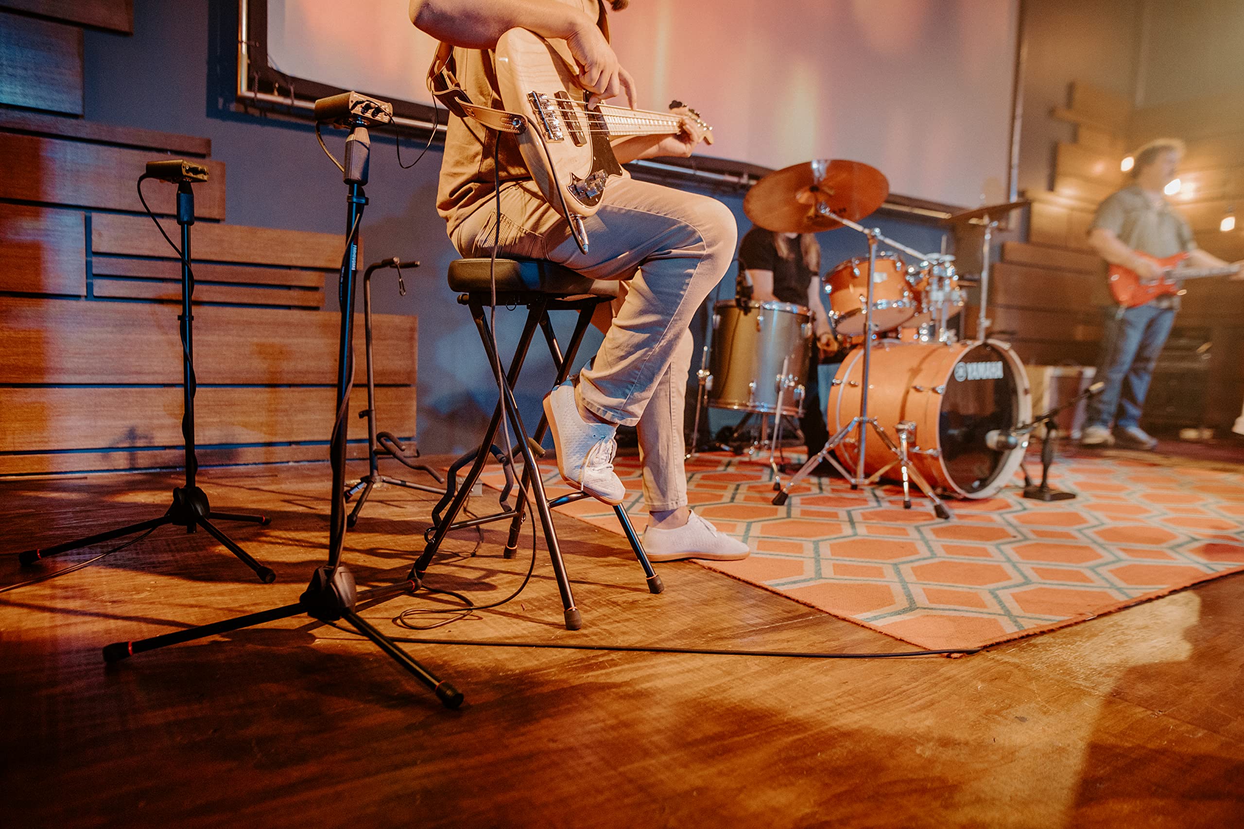 Gator Frameworks Foldable Guitar Stool With Padded Seat And Rear Mounted Guitar Hanger; (Gfw Gtrstool)