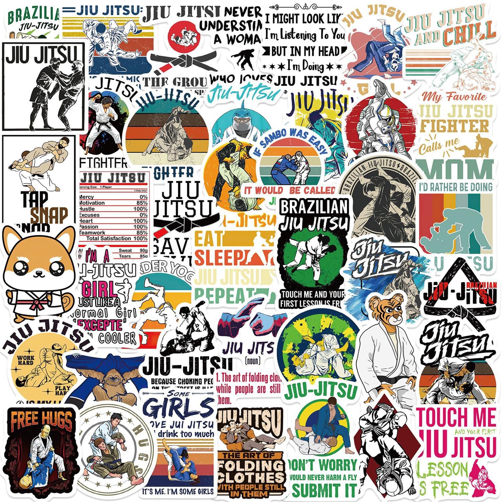 Jujutsu Stickers For Girl Jiu Jitsu Fighter Stickers 50Pcs Brazilian Jiu Jitsu Stickers Jiujitsu Life Stickers For Kids Teens Ae