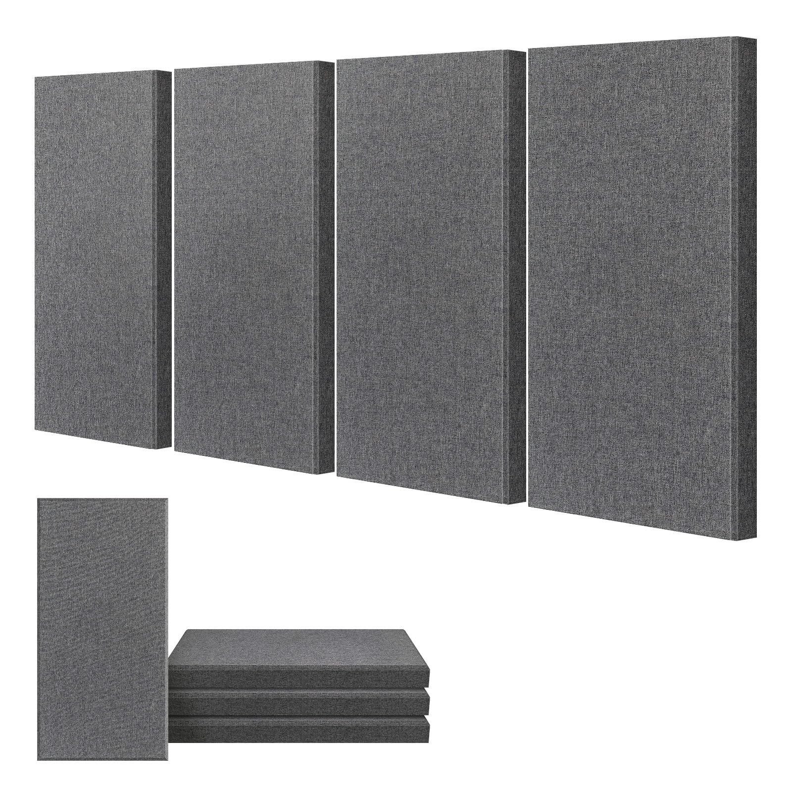 Umiacoustics 4 Pcs Acoustic Panels, 2 Thick 23.6'' X 11.8'' Fiberglass Sound Absorbing Panels, Self Adhesive Soundproof Panels F