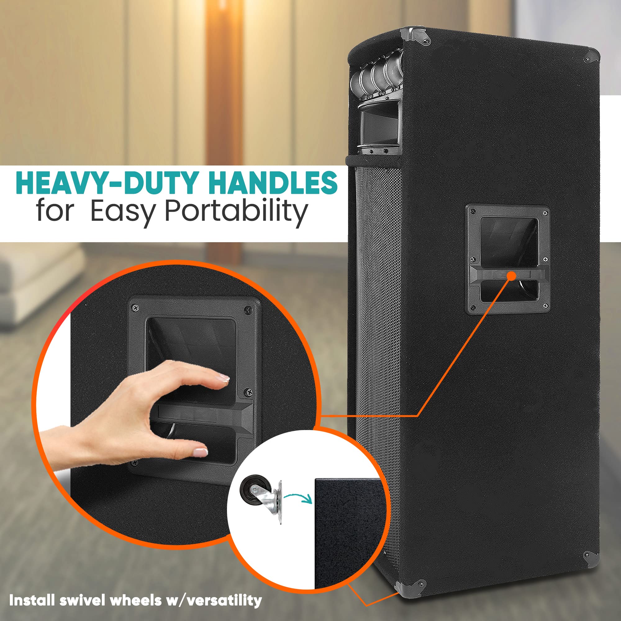 Pyle Portable Cabinet Pa Speaker System - 1600 Watt Outdoor Stereo Sound Speakers W/ Dual 12 Woofers, 3.4 Piezo Tweeters, 5X12 S