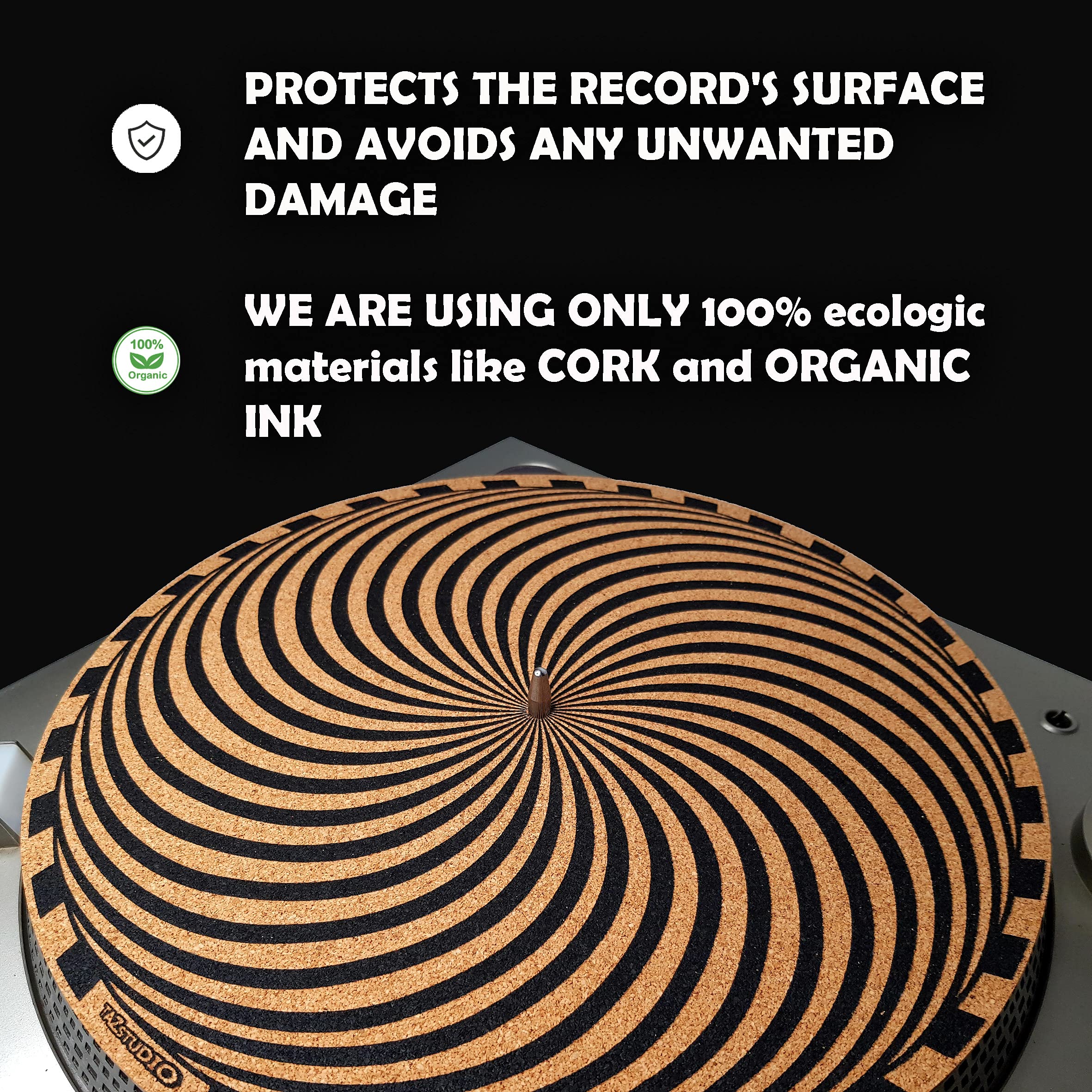 Tazstudio Premium Slipmat   Cork Turntable Mat For Better Sound Support On Vinyl Lp Record Player   Cork Mat Original Art Design