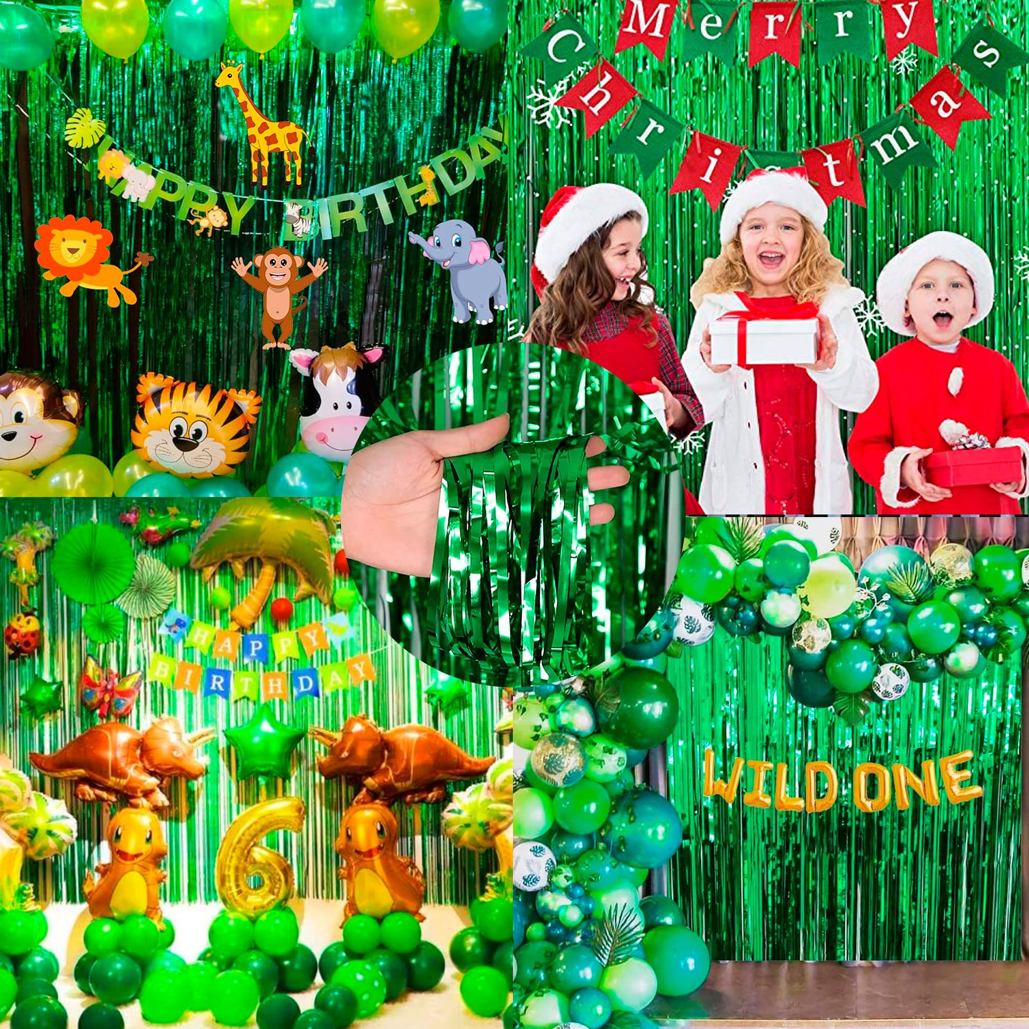 Dazzle Bright Backdrop Curtain, 3Ft X 8Ft Metallic Tinsel Foil Fringe Curtains Photo Booth Background For Baby Shower Party Birt