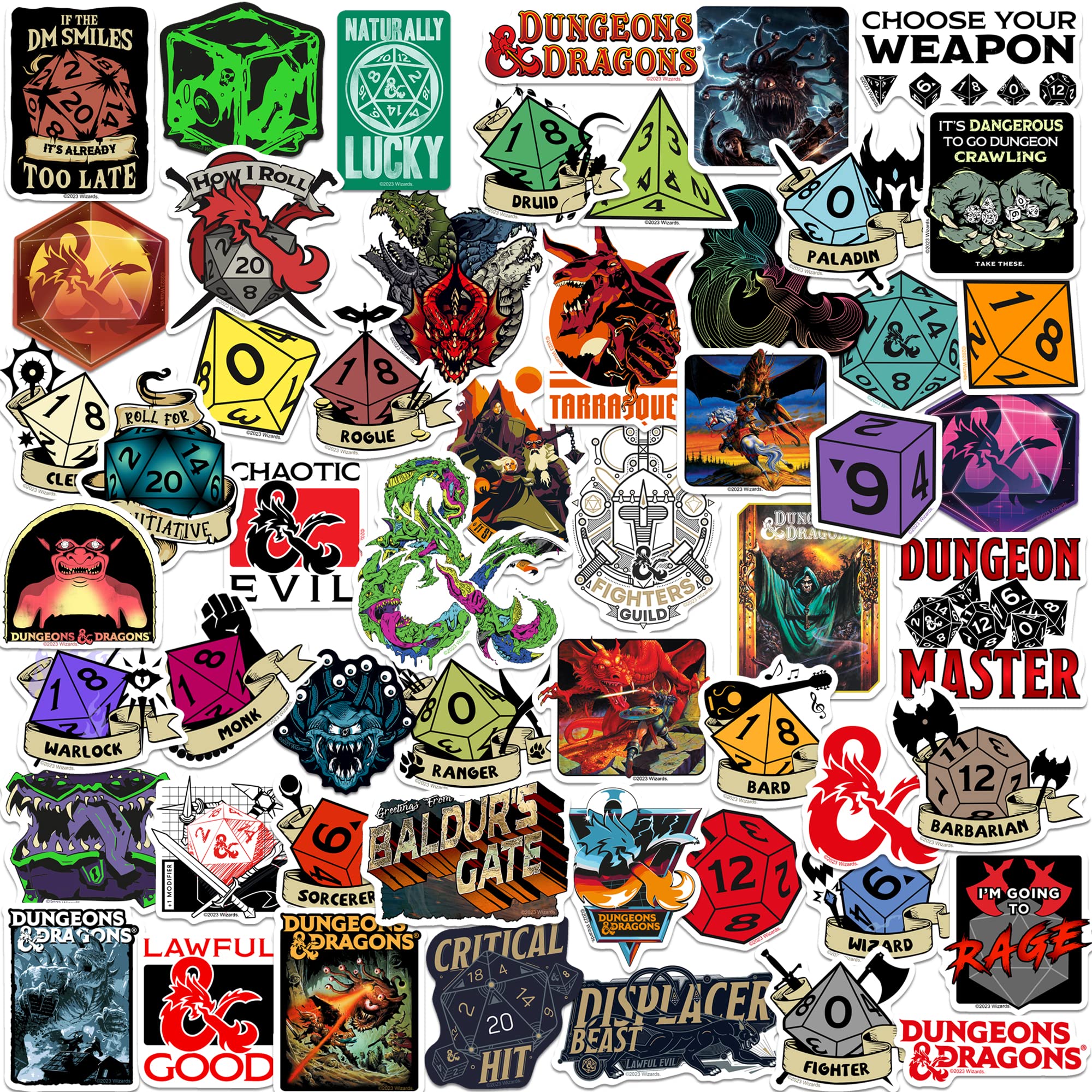 Dungeons And Dragons 50Ct Sticker Pack Large Deluxe Stickers Variety Pack   Laptop, Water Bottle, Scrapbooking, Tablet, Skateboa