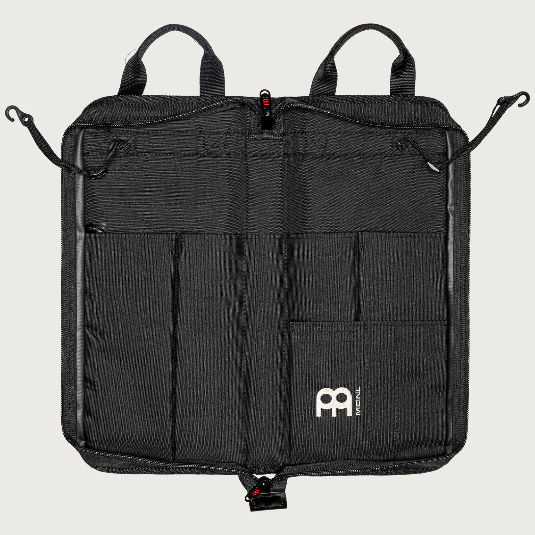 Meinl Percussion Drum Stick Bag With Extra Outside Pocket And Floor Tom Hooks   For Mallets, Brushes And Accessories, Black, Sta
