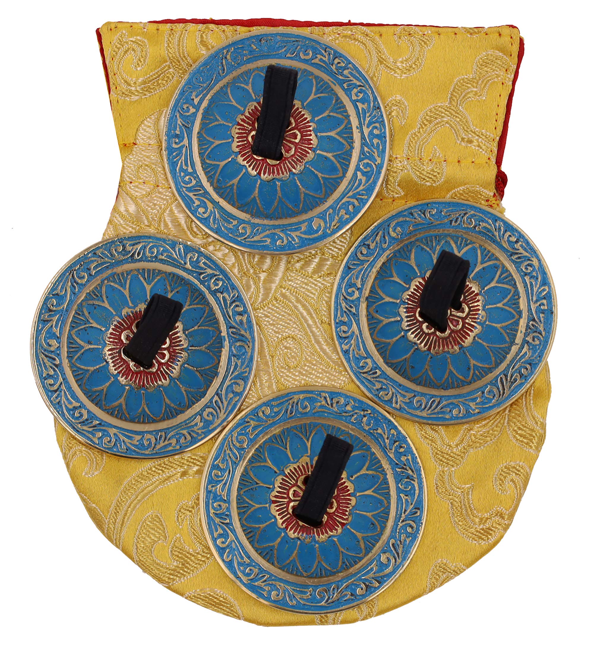 2 Pairs Pro Brass Fingers Cymbal Zills Belly Dancing Free Silk Pouch (Turquoise)