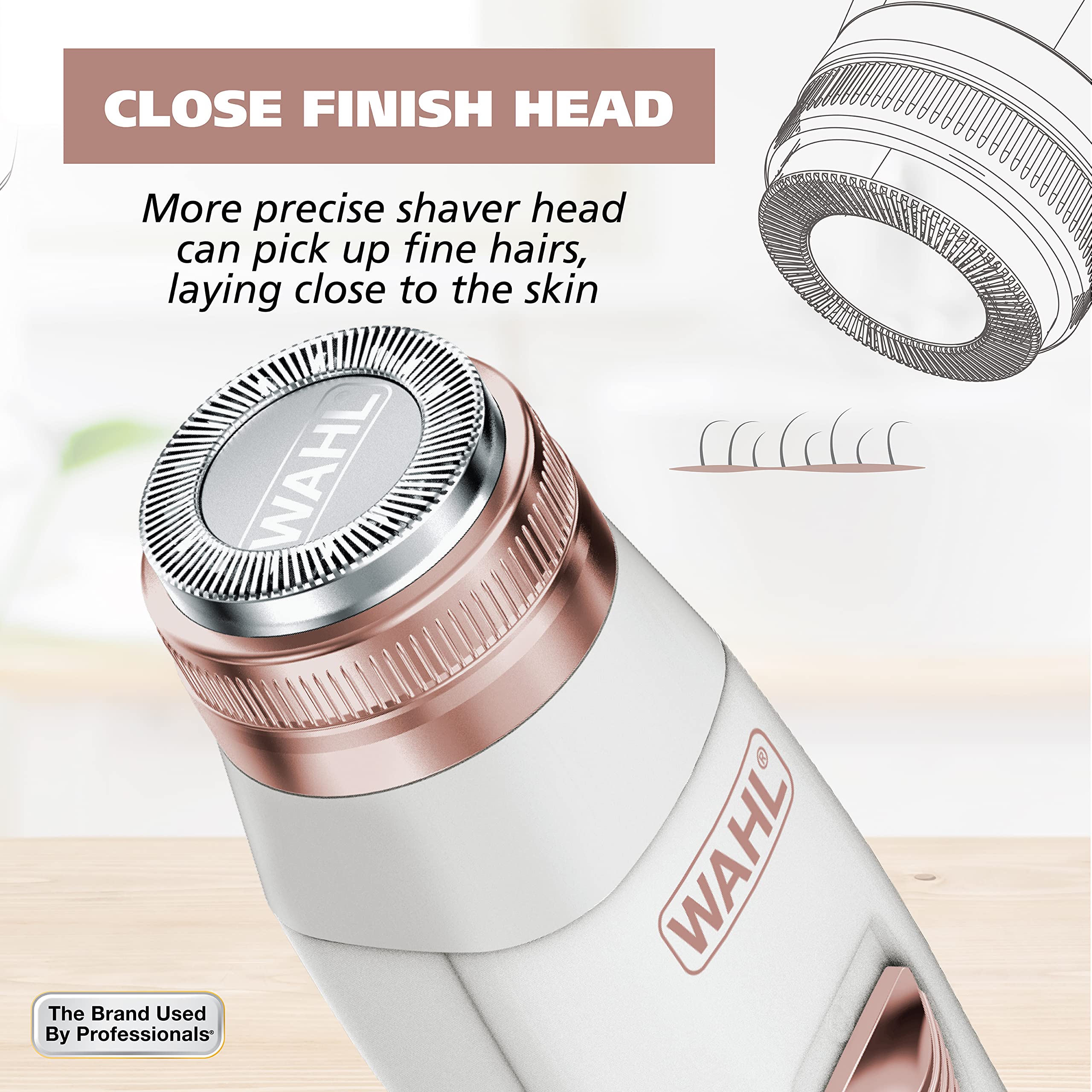 Wahl Clean & Smooth Rechargeable Facial Hair Shaver for Women, Compact Travel Size, White - Model 9865-2801V