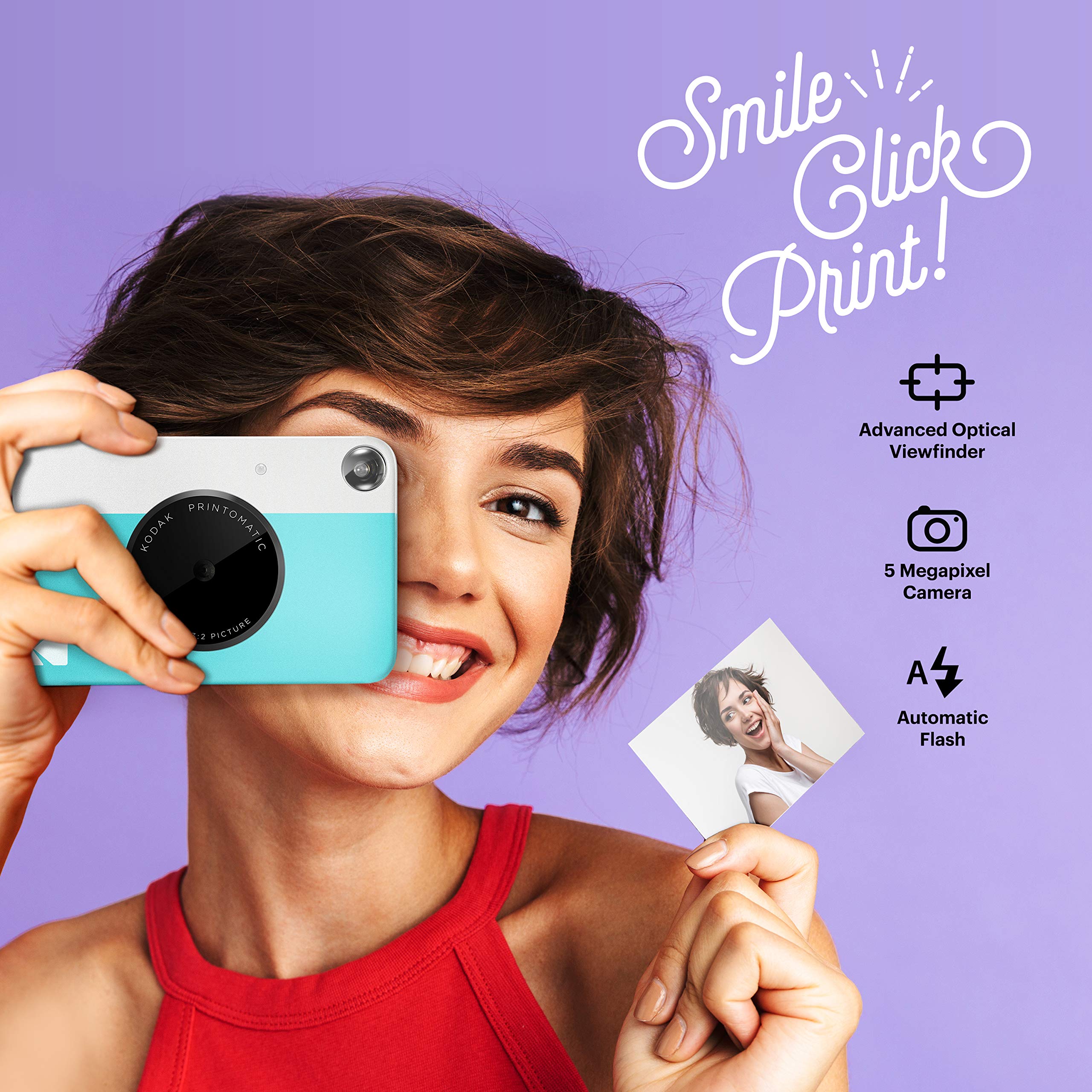Kodak Printomatic Full Color Instant Print Digital Camera   Colorful Photos On Zink 2X3'' Sticky Back Photo Paper   5Mp, Portabl