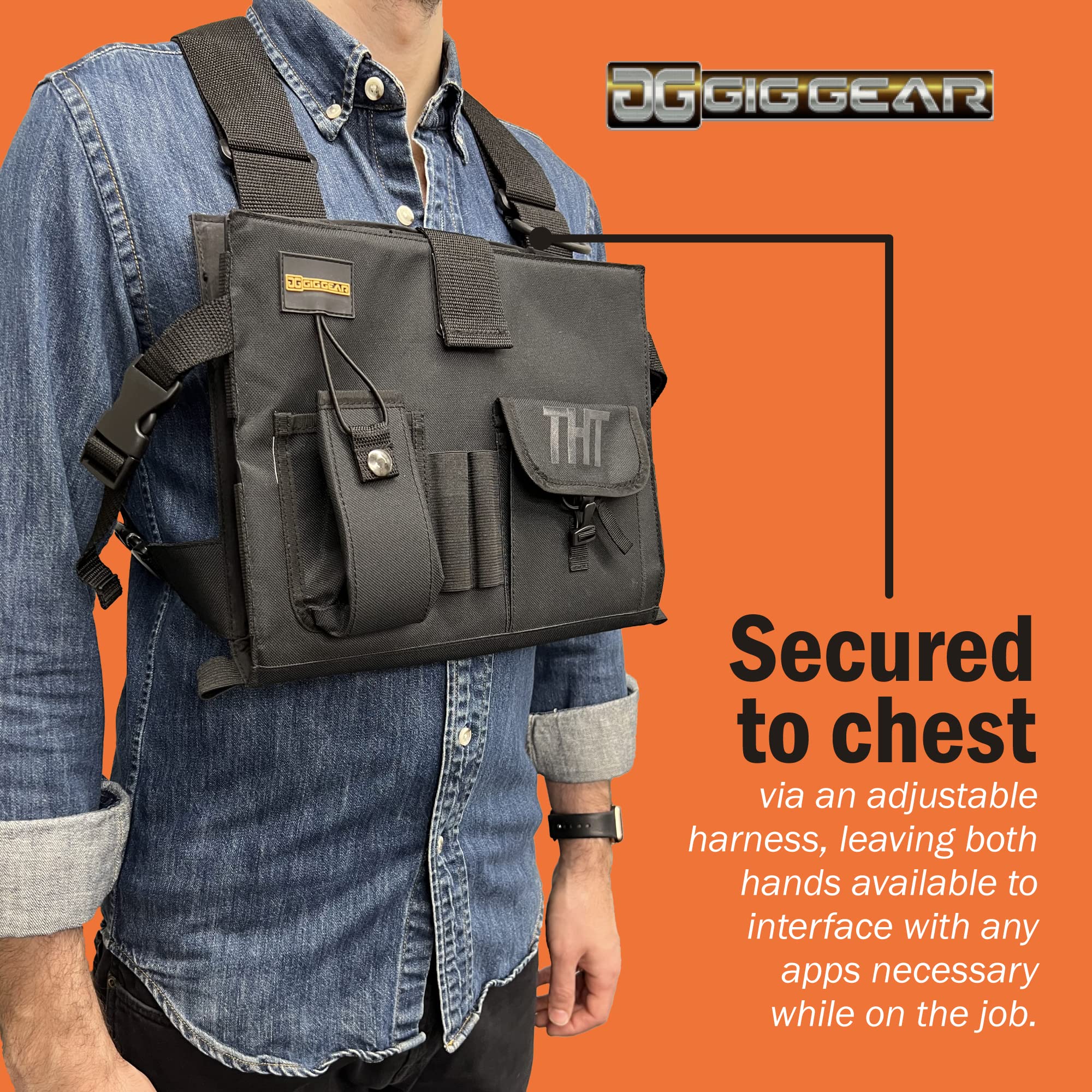 Gig Gear Two Hand Touch Tablet Chest Harness For Ipad And Samsung Tablets   Rugged Tablet Carrying Case With Strap And Compartme