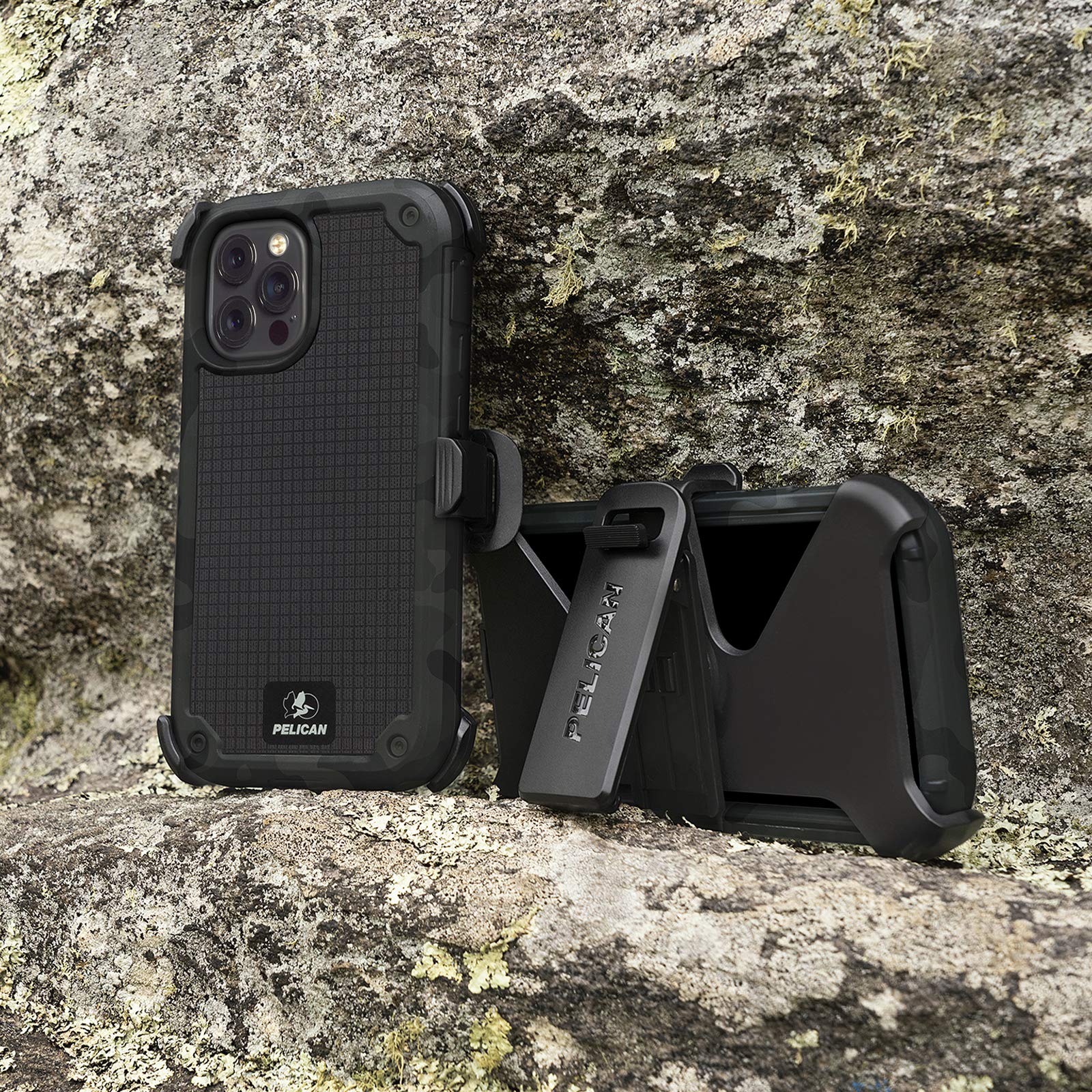 Pelican G10 Series iPhone 12/12 Pro Case - 21ft Drop Protection, Impact Polymer, Gray Camo, Belt Clip, Kickstand